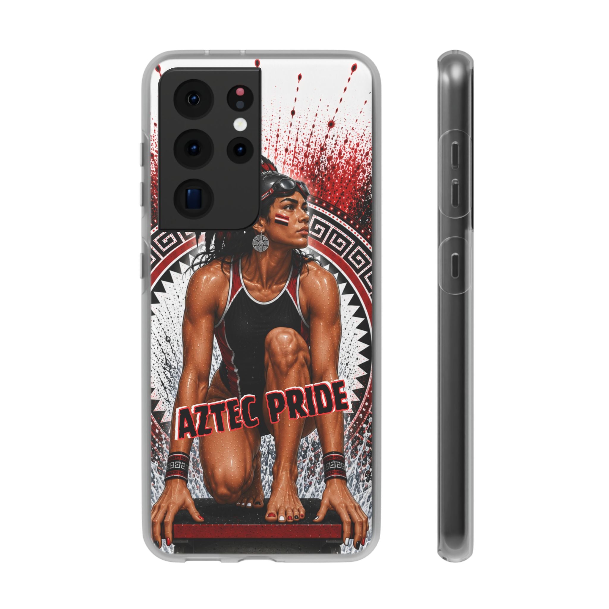 Aztec Swim & Dive Warrior – Flexi Phone Case (iPhone & Samsung • Clear TPU • Made & Shipped in the USA • 🚚 FREE USA Shipping • Personalized Option)