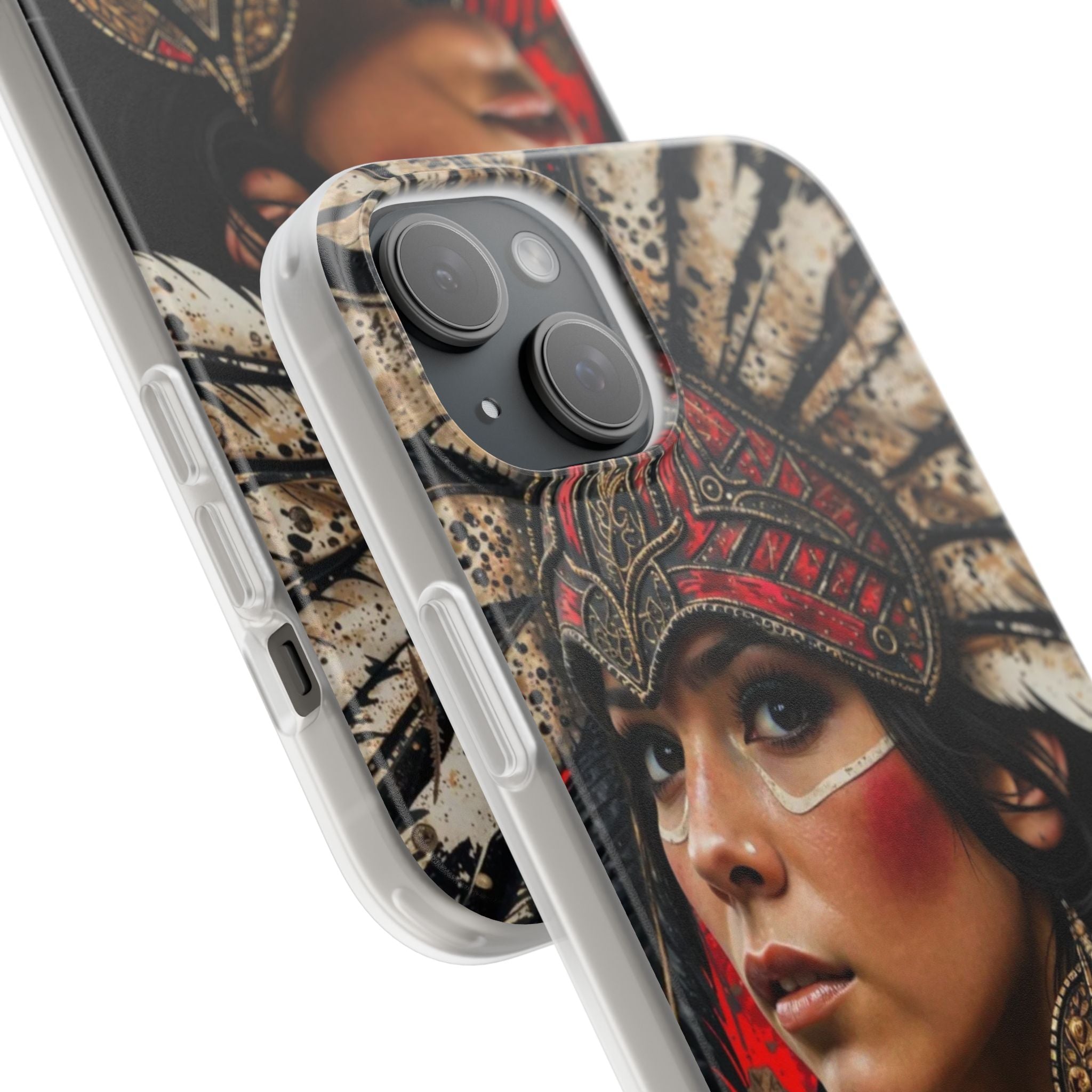 Aztec Moon Goddess – Flexi Phone Case (iPhone & Samsung • Clear TPU • Made in USA • Personalized Option)
