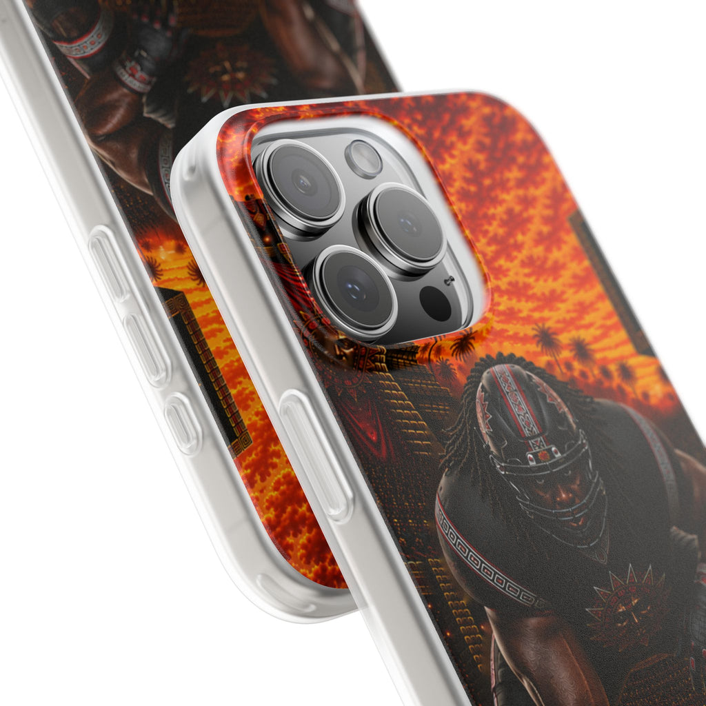 Aztec Football Warrior – Flexi Phone Case (iPhone & Samsung • Clear TPU • Made & Shipped in the USA • 🚚 FREE USA Shipping • Personalized Option)