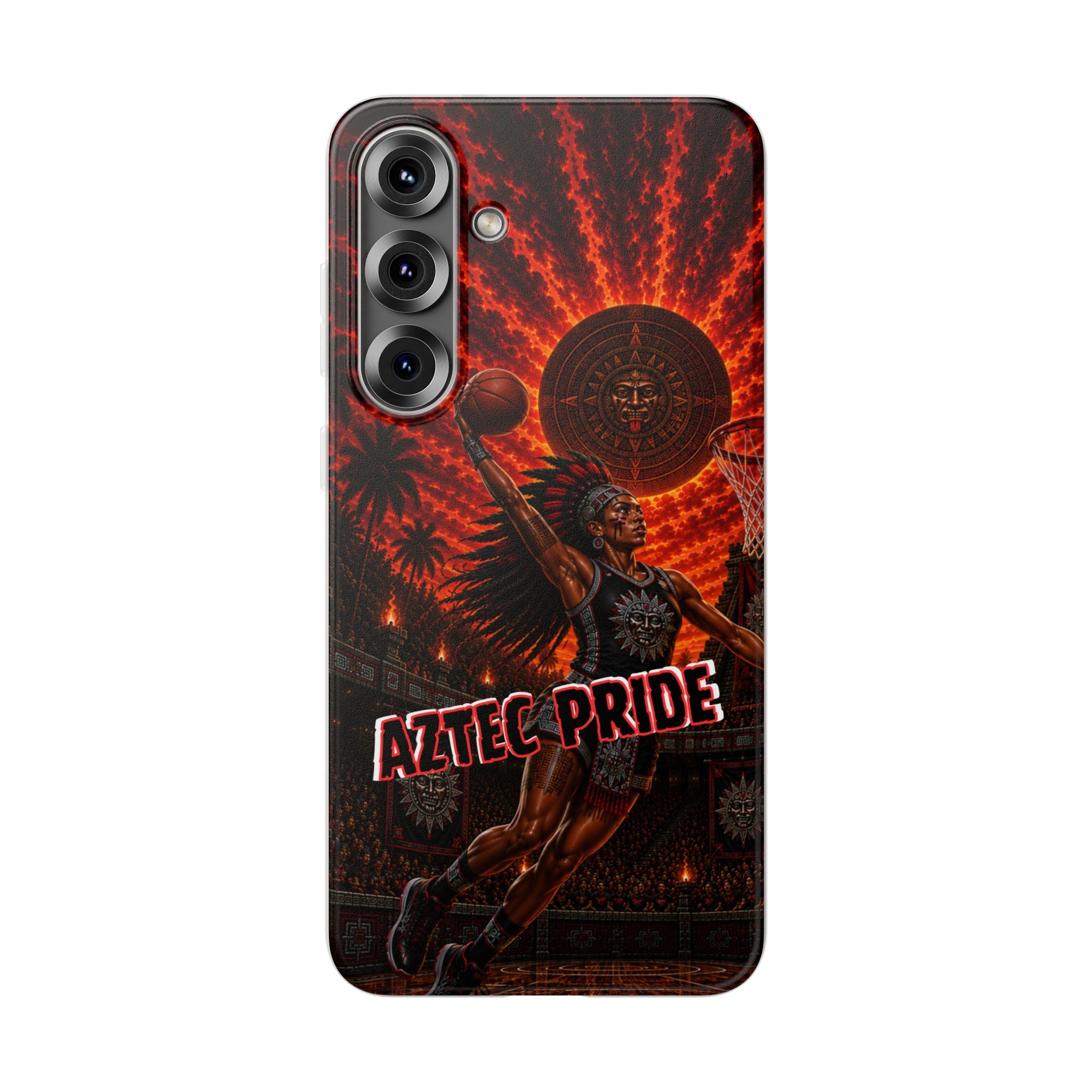 Aztec Basketball Female Warrior – Flexi Phone Case (iPhone & Samsung • Clear TPU • Made & Shipped in the USA • 🚚 FREE USA Shipping • Personalized Option)