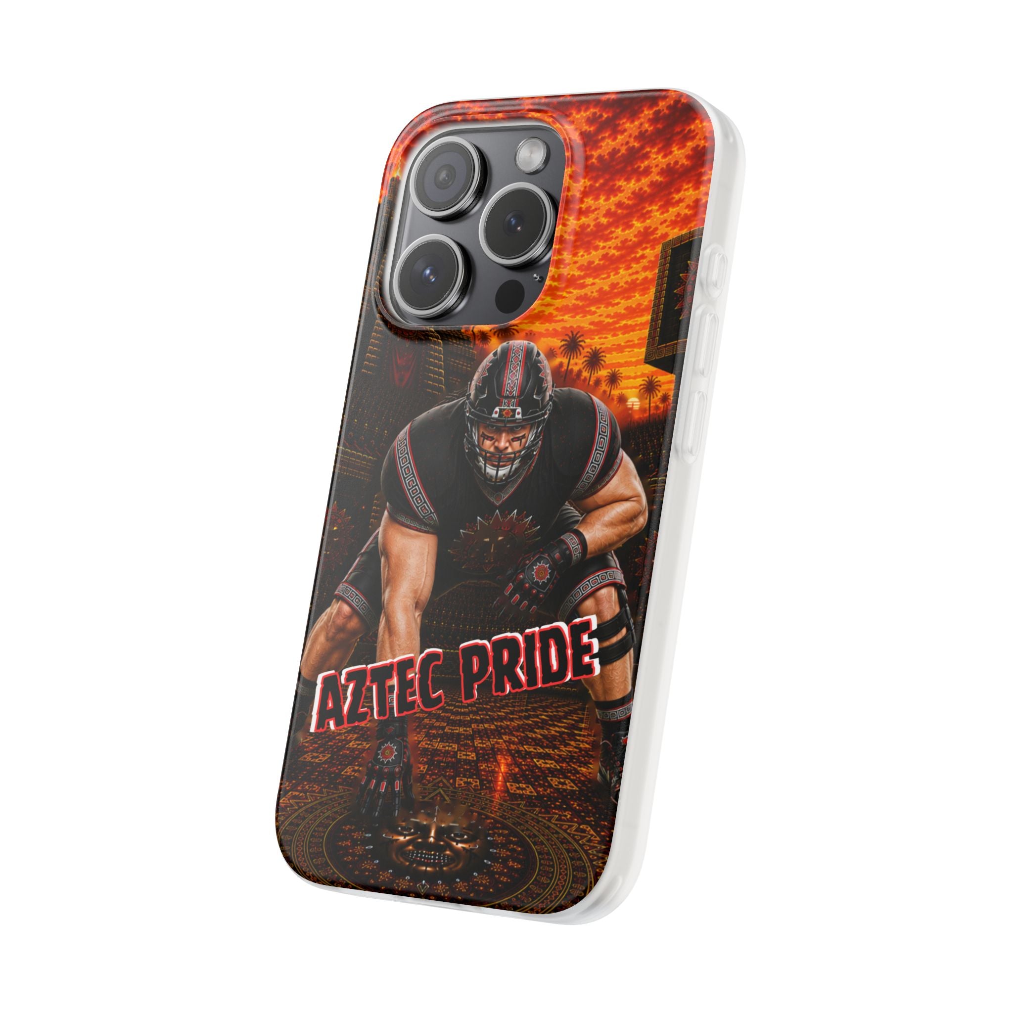 Aztec Football Warrior – Flexi Phone Case (iPhone & Samsung • Clear TPU • Made & Shipped in the USA • 🚚 FREE USA Shipping • Personalized Option)