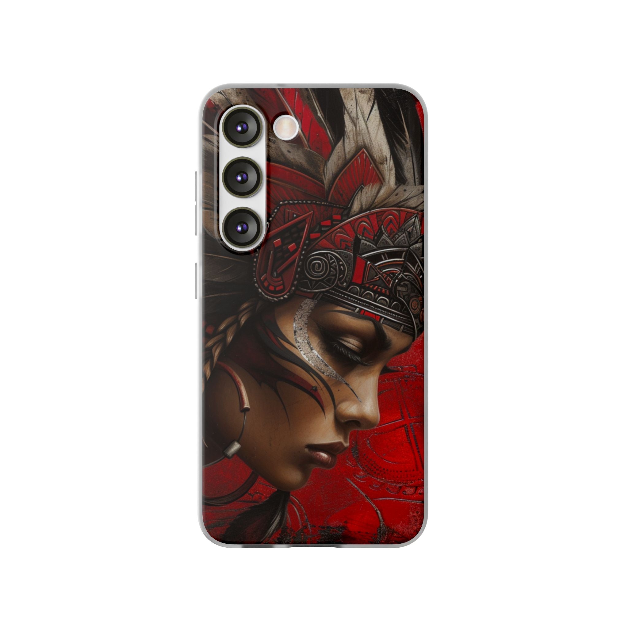 Aztec Sun Goddess – Flexi Phone Case (iPhone & Samsung • Clear TPU • Made in USA • Personalized Option)