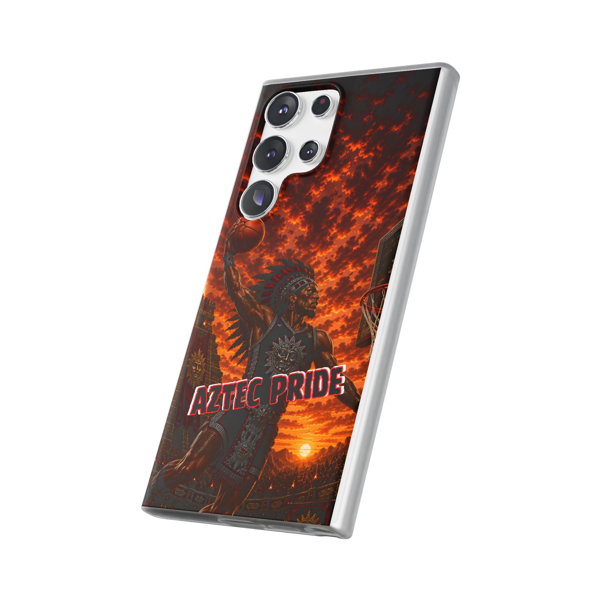 Aztec Basketball Male Warrior – Flexi Phone Case (iPhone & Samsung • Clear TPU • Made & Shipped in the USA • 🚚 FREE USA Shipping • Personalized Option)
