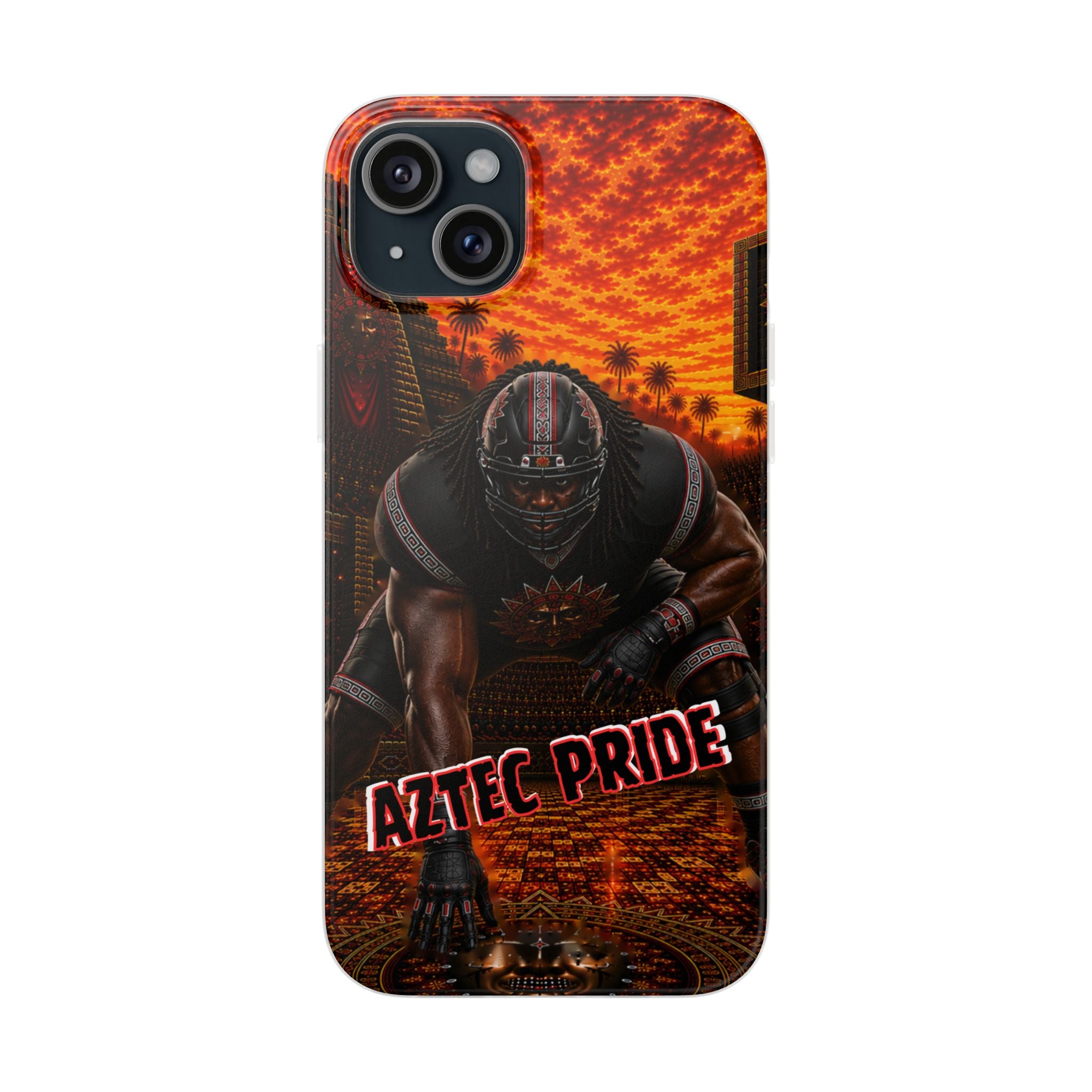 Aztec Football Warrior – Flexi Phone Case (iPhone & Samsung • Clear TPU • Made & Shipped in the USA • 🚚 FREE USA Shipping • Personalized Option)