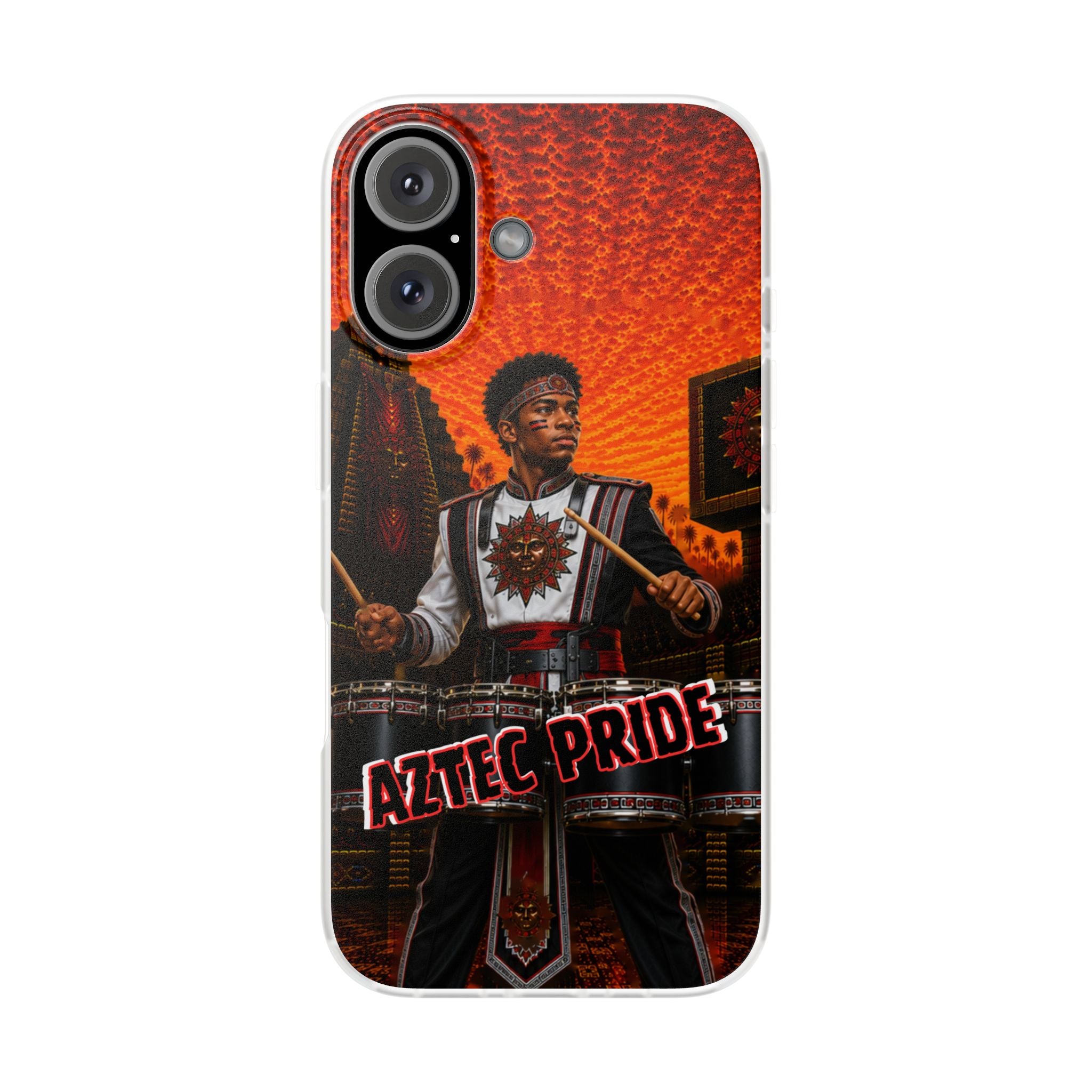 Aztec Band Warrior – Flexi Phone Case (iPhone & Samsung • Clear TPU • Made & Shipped in the USA • 🚚 FREE USA Shipping • Personalized Option)