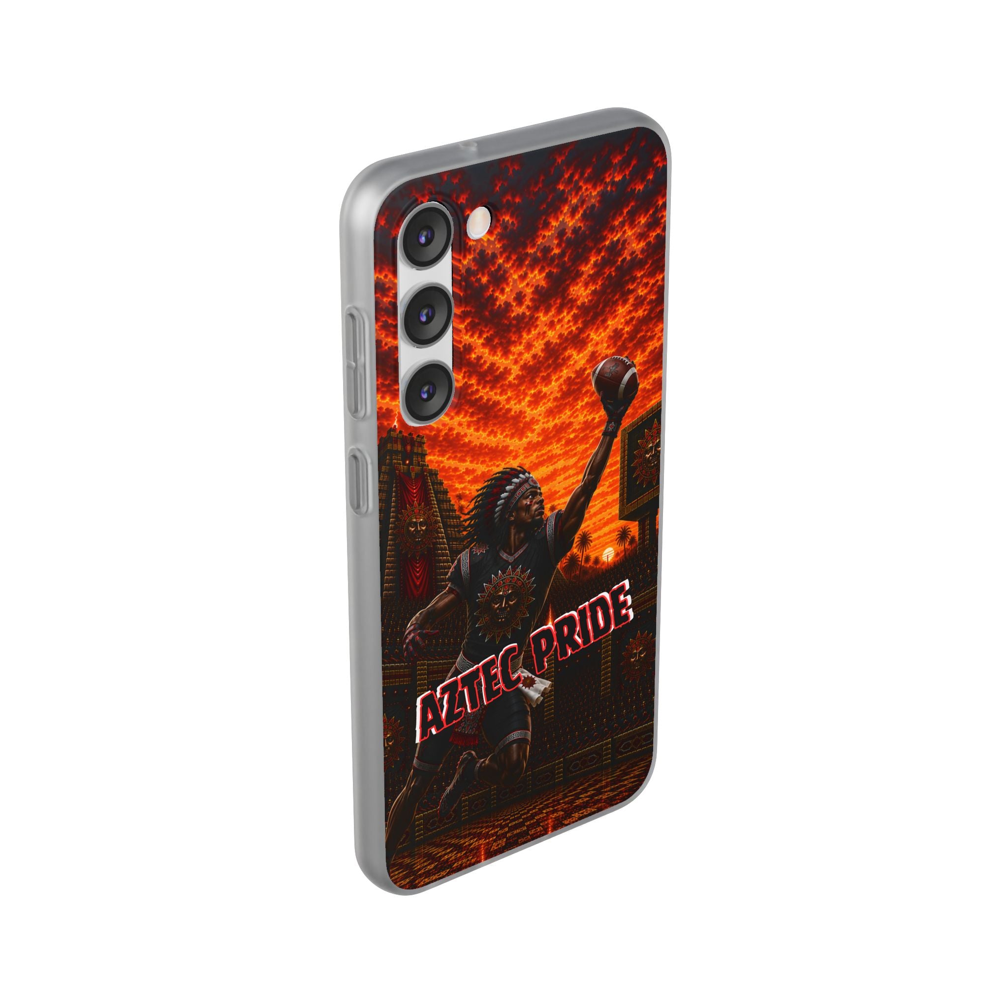 Aztec Football Warrior – Flexi Phone Case (iPhone & Samsung • Clear TPU • Made & Shipped in the USA • 🚚 FREE USA Shipping • Personalized Option)