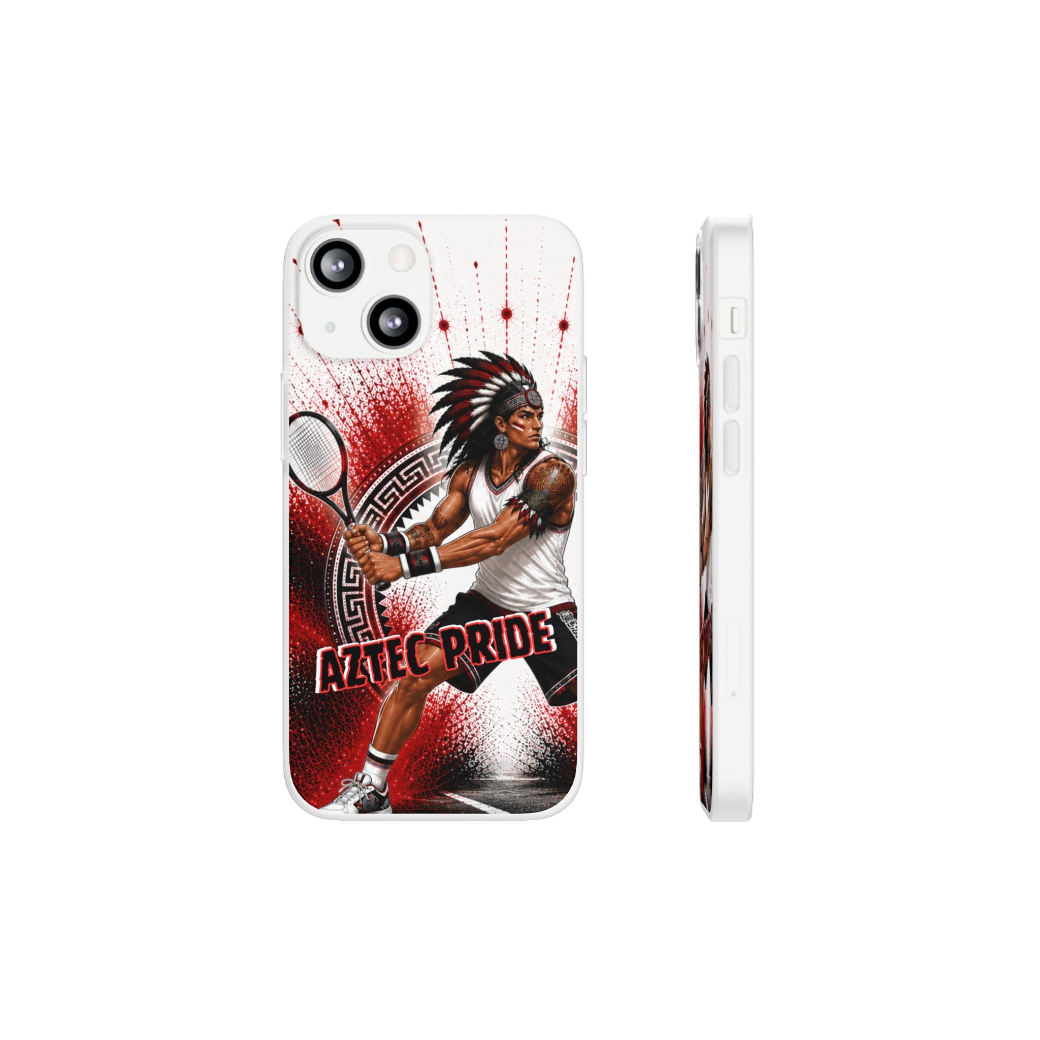 Aztec Tennis Male Warrior – Flexi Phone Case (iPhone & Samsung • Clear TPU • Made & Shipped in the USA • 🚚 FREE USA Shipping • Personalized Option)