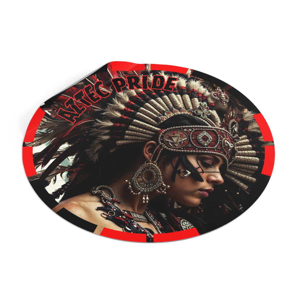 Aztec Goddess Spirit Round Vinyl Sticker – Waterproof Matte Decal (2”–6”)