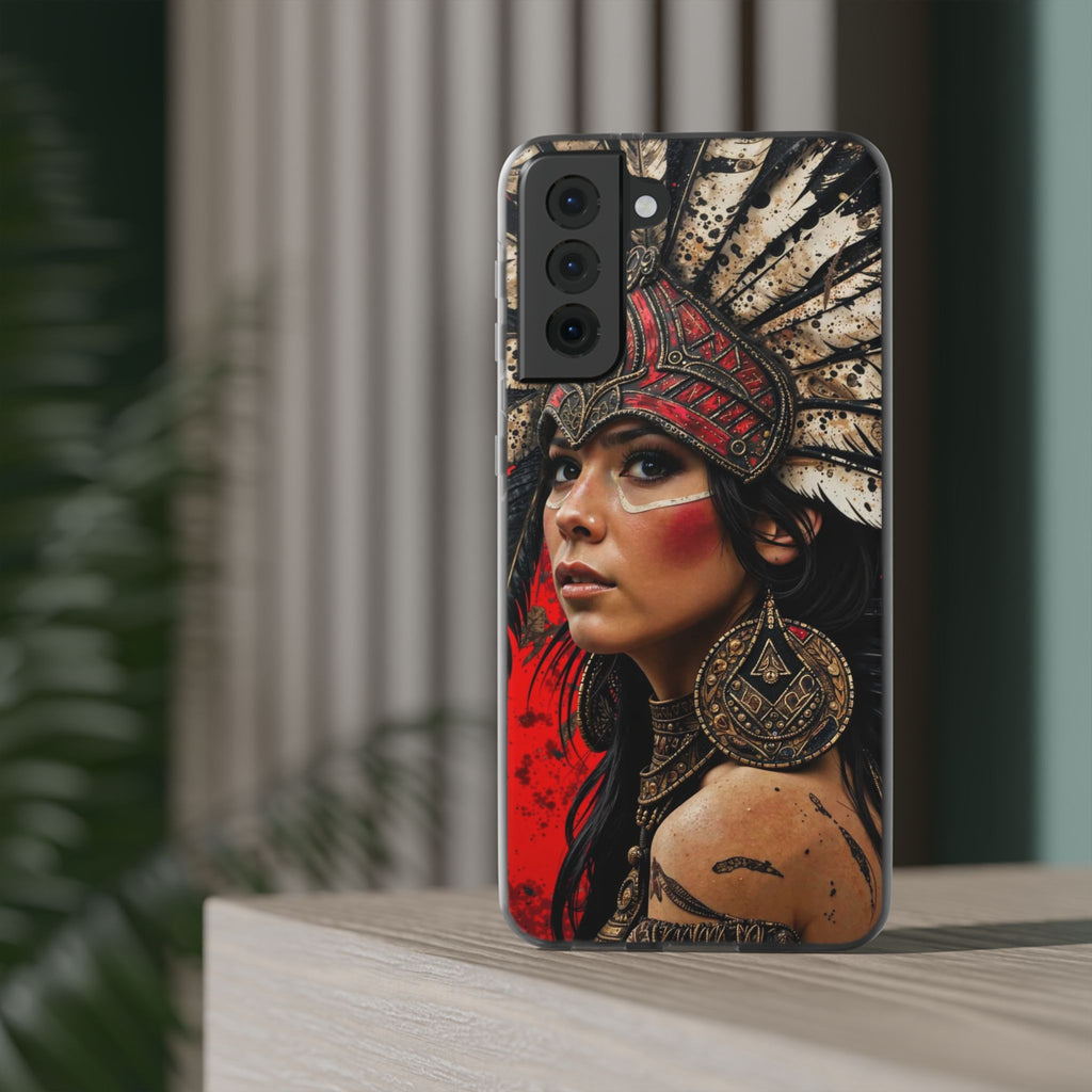 Aztec Moon Goddess – Flexi Phone Case (iPhone & Samsung • Clear TPU • Made in USA • Personalized Option)