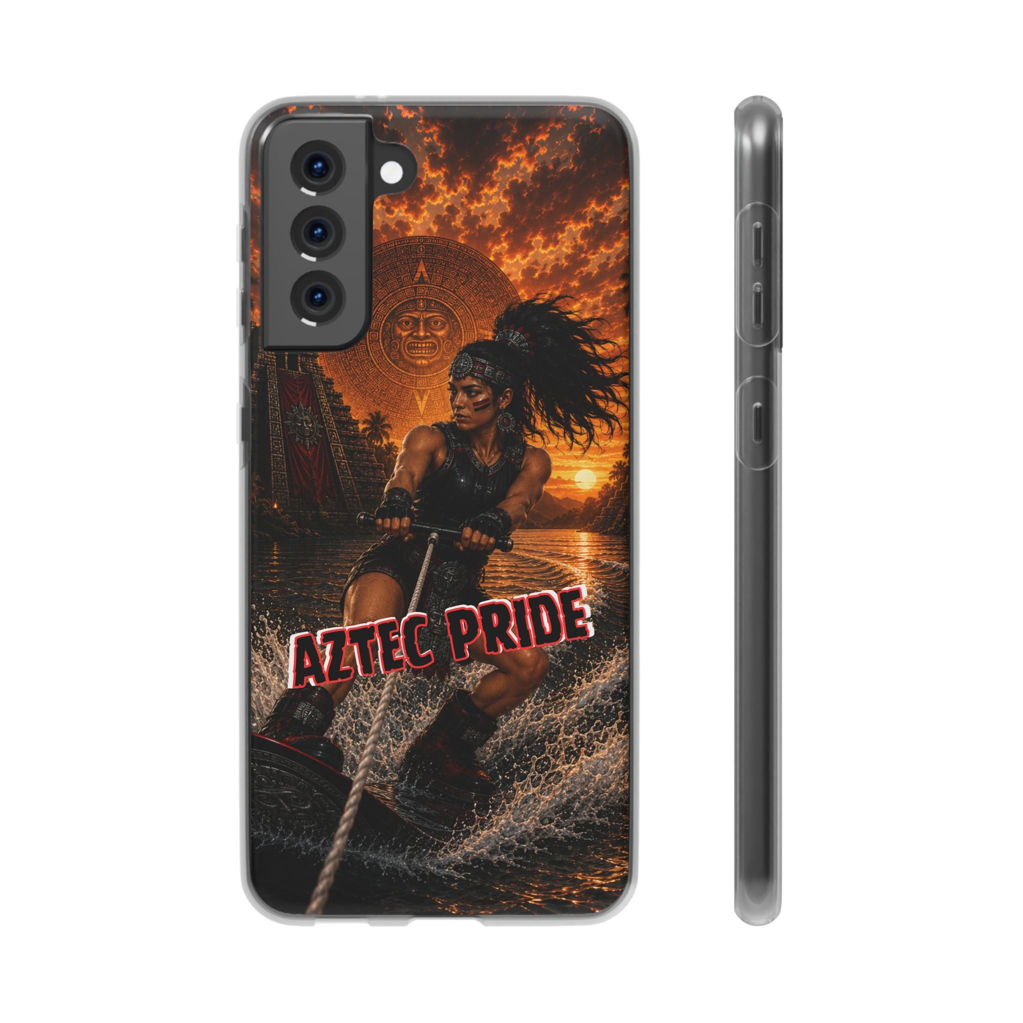 Aztec Wakeboard Female Warrior – Flexi Phone Case (iPhone & Samsung • Clear TPU • Made & Shipped in the USA • 🚚 FREE USA Shipping • Personalized Option)