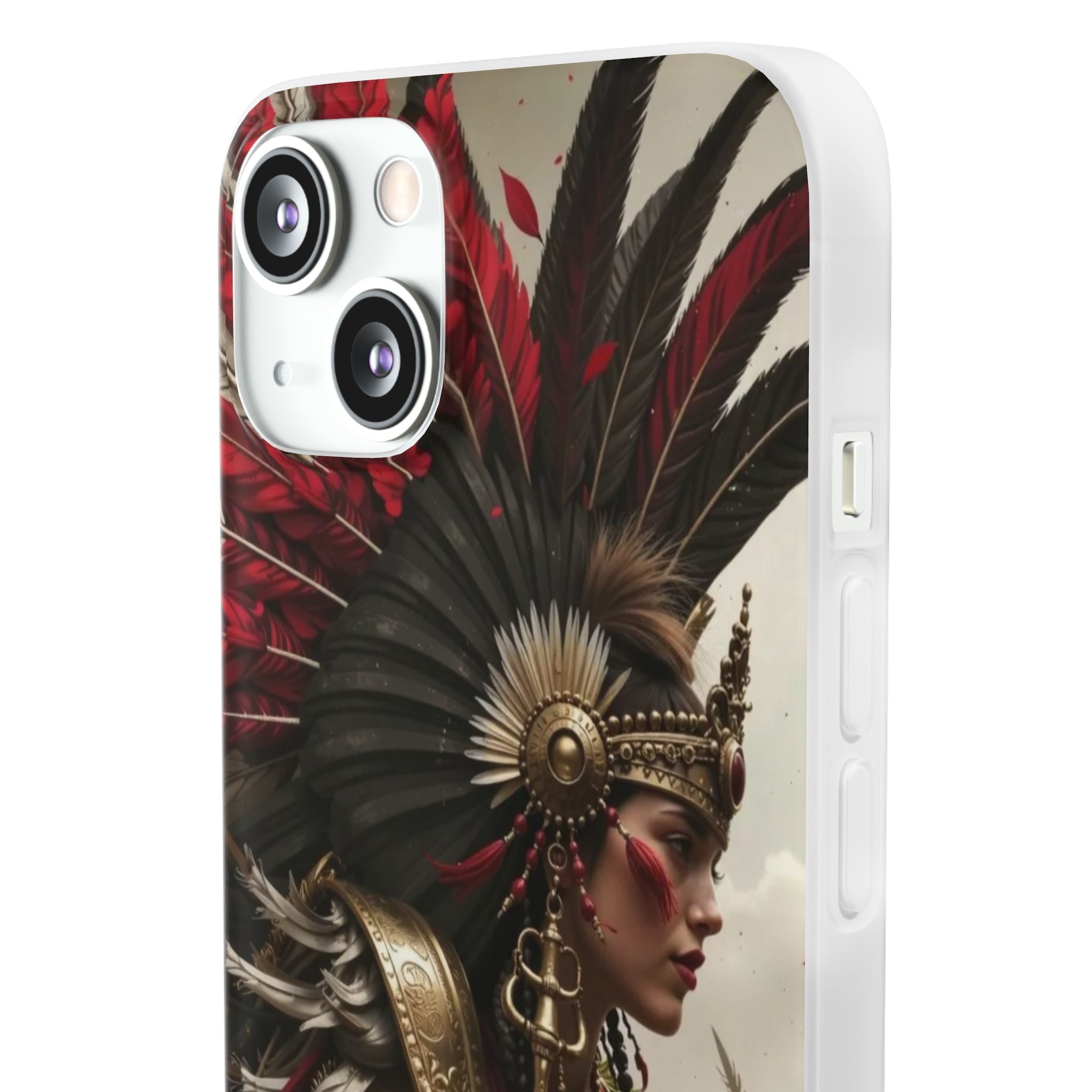 Aztec Warrior Queen – Flexi Phone Case (iPhone & Samsung • Clear TPU • Made in USA • Personalized Option)