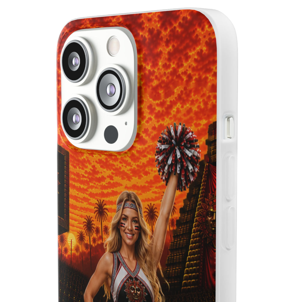 Aztec Cheerleader Warrior – Flexi Phone Case (iPhone & Samsung • Clear TPU • Made & Shipped in the USA • 🚚 FREE USA Shipping • Personalized Option)