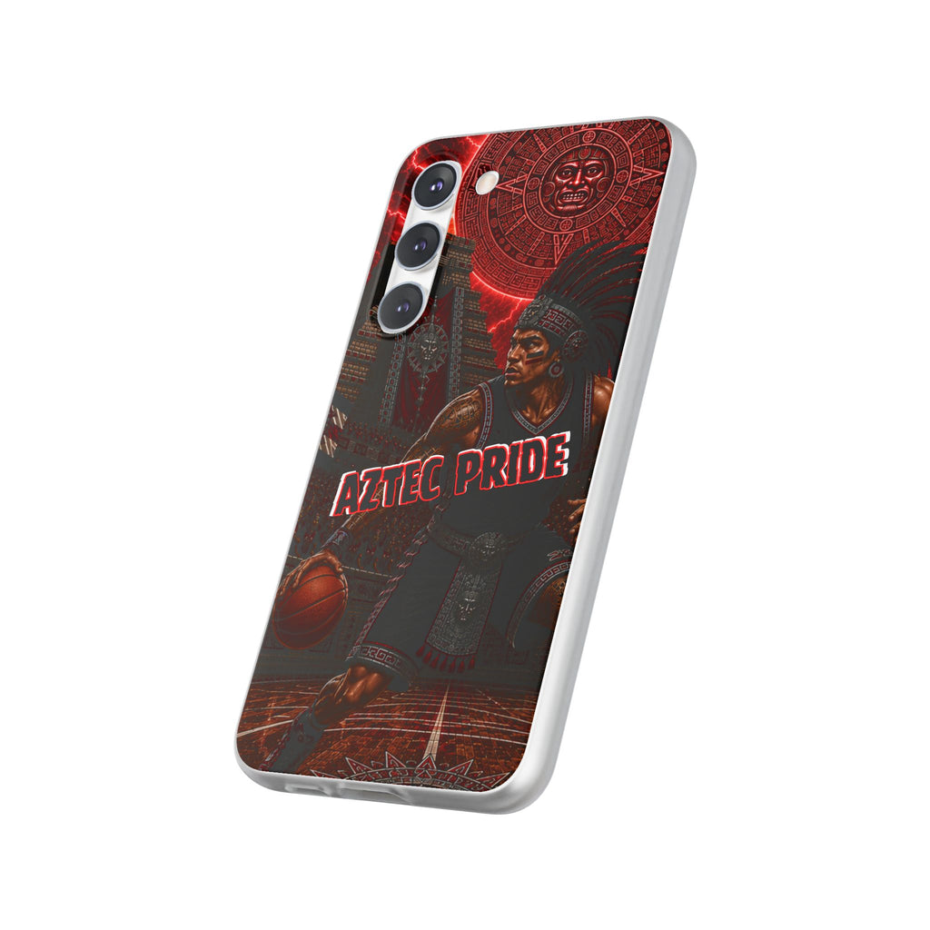 Aztec Basketall Warrior – Flexi Phone Case (iPhone & Samsung • Clear TPU • Made & Shipped in the USA • 🚚 FREE USA Shipping • Personalized Option)