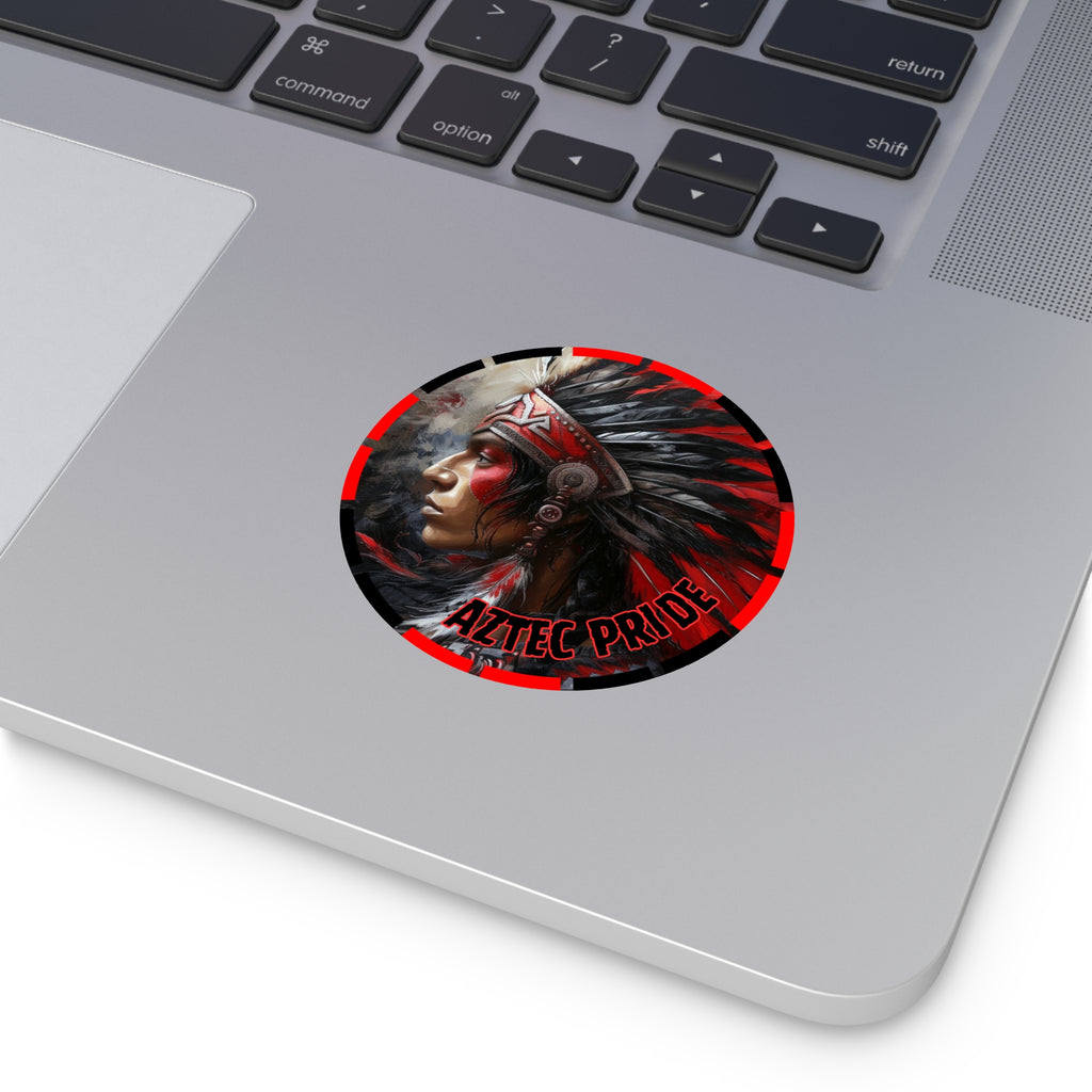 Aztec Silent Warrior Round Vinyl Sticker – Waterproof Matte Decal (2”–6”)