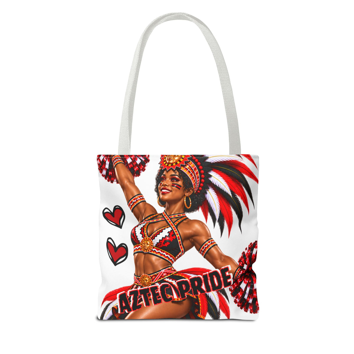 Aztec Cheerleader Warrior Tote Bag | Aztec-Inspired AI Art • Made & Shipped in the USA • 🚚 FREE USA Shipping • FREE Personalization