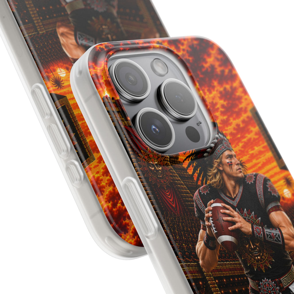 Aztec Football Warrior – Flexi Phone Case (iPhone & Samsung • Clear TPU • Made & Shipped in the USA • 🚚 FREE USA Shipping • Personalized Option)