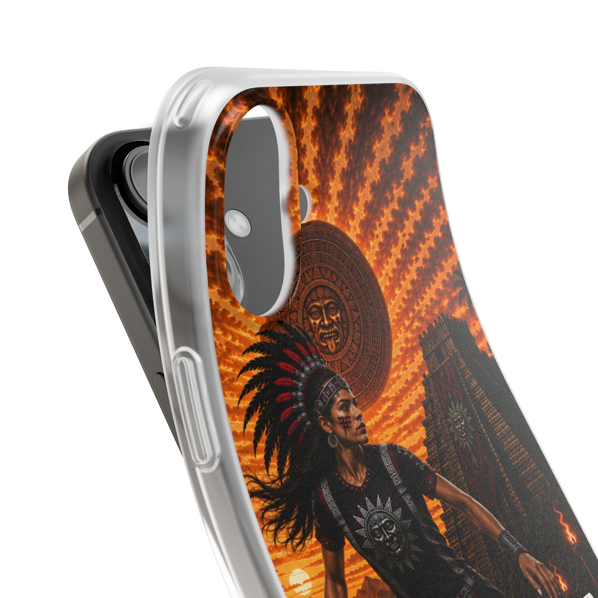 Aztec Soccer Female Warrior – Flexi Phone Case (iPhone & Samsung • Clear TPU • Made & Shipped in the USA • 🚚 FREE USA Shipping • Personalized Option)