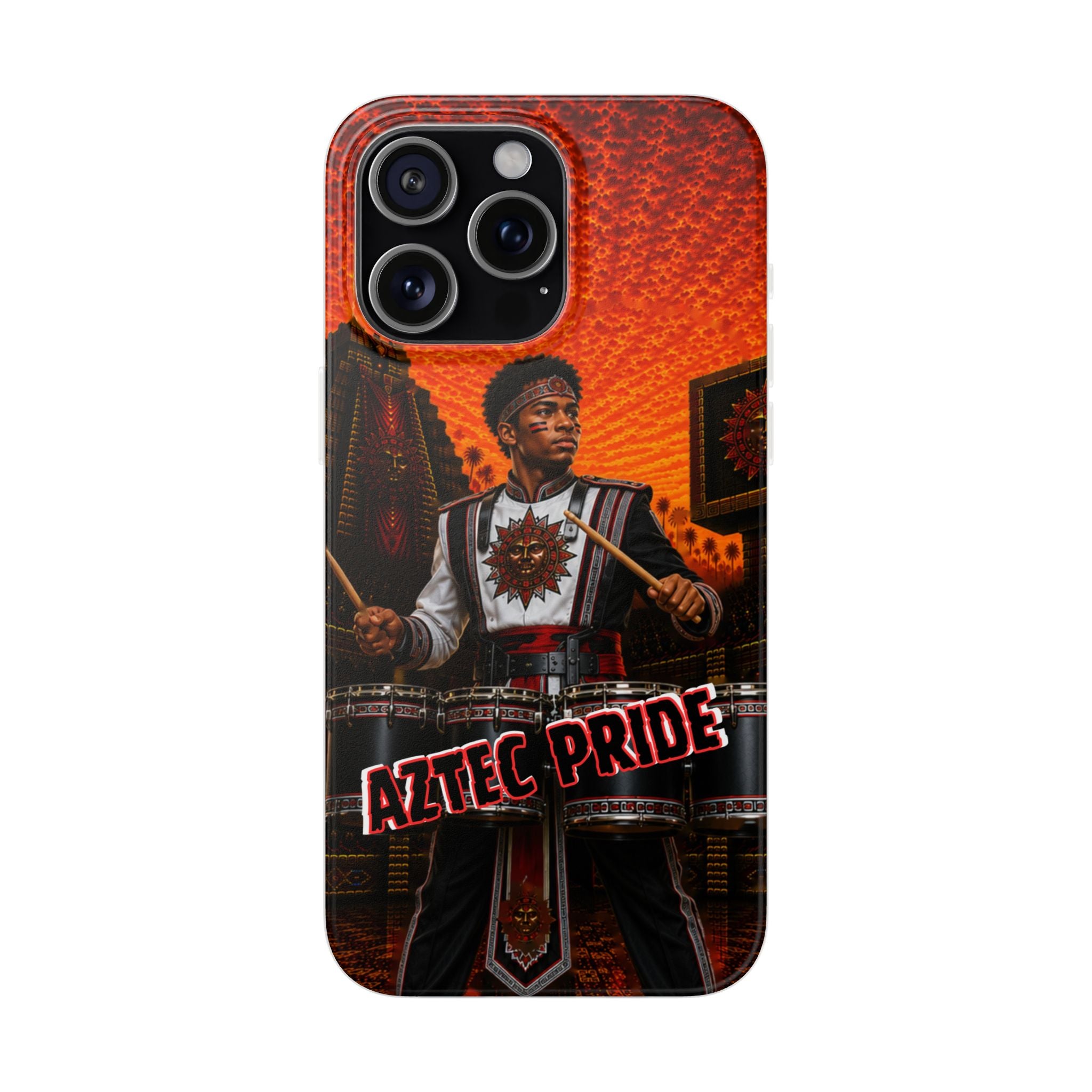 Aztec Band Warrior – Flexi Phone Case (iPhone & Samsung • Clear TPU • Made & Shipped in the USA • 🚚 FREE USA Shipping • Personalized Option)