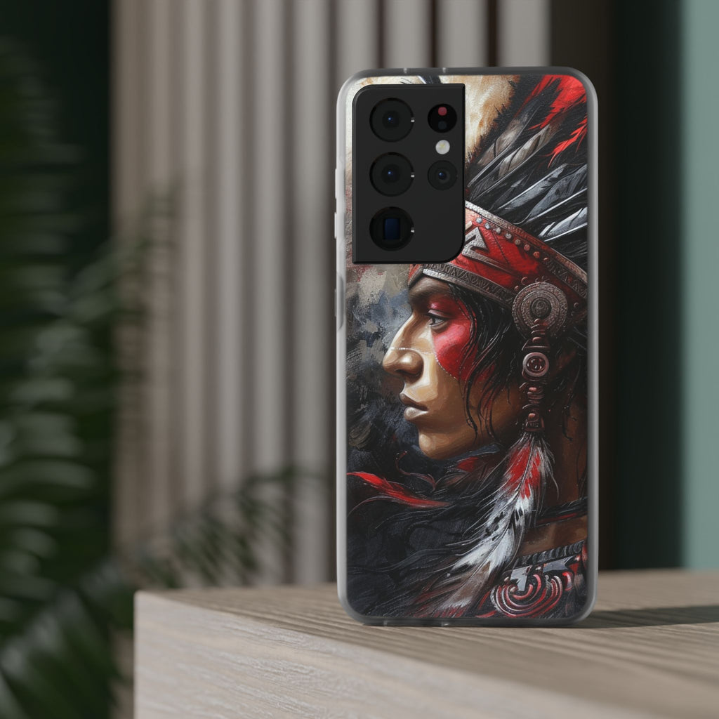 Aztec Silent Warrior – Flexi Phone Case (iPhone & Samsung • Clear TPU • Made in USA • Personalized Option)