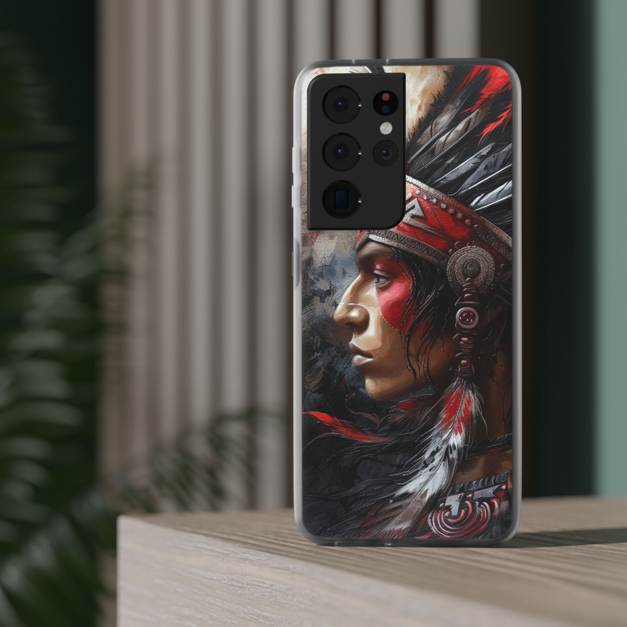 Aztec Silent Warrior – Flexi Phone Case (iPhone & Samsung • Clear TPU • Made in USA • Personalized Option)