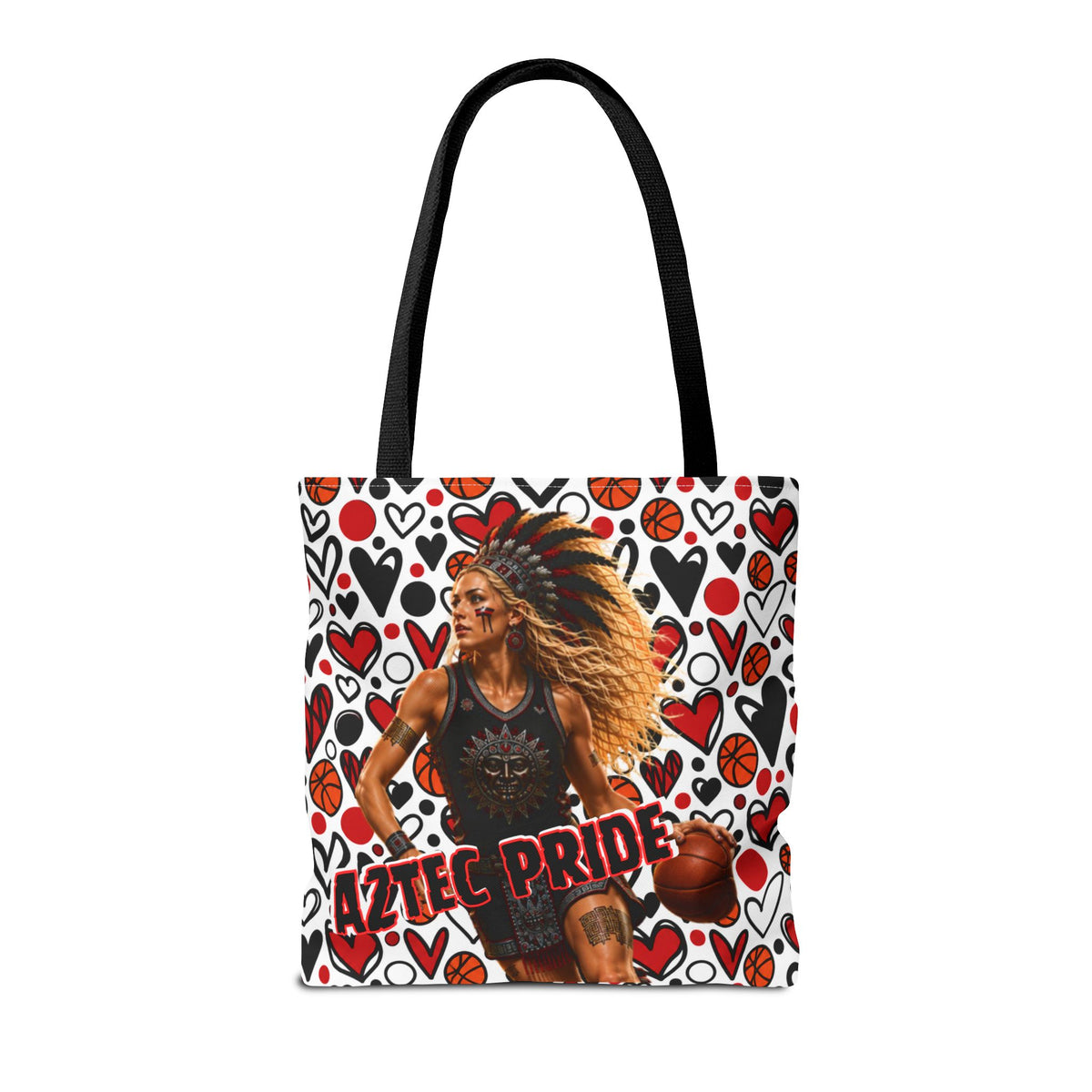 Aztec Basketball Female Warrior Tote Bag | Aztec-Inspired AI Art • Made & Shipped in the USA • 🚚 FREE USA Shipping • FREE Personalization