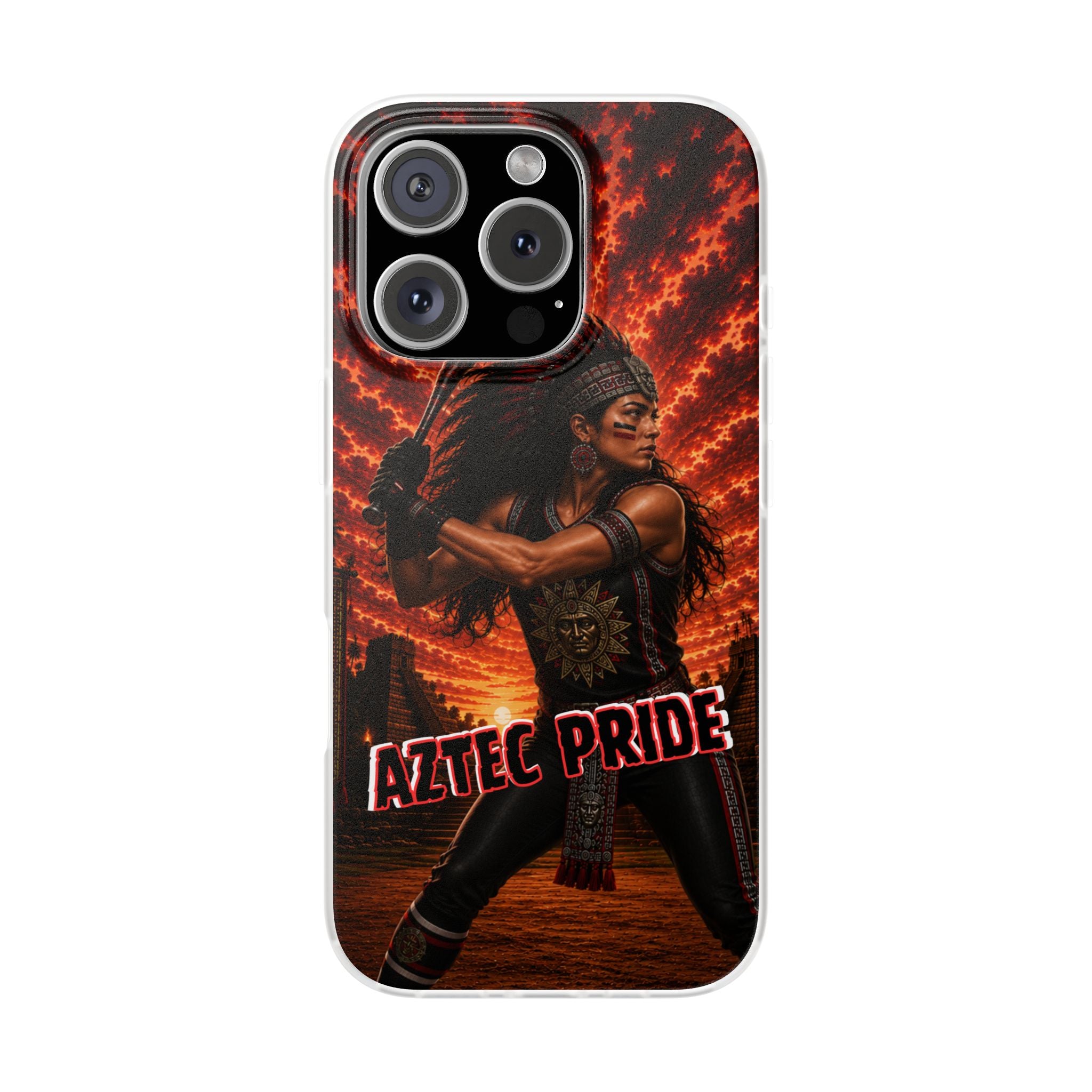 Aztec Softball Warrior – Flexi Phone Case (iPhone & Samsung • Clear TPU • Made & Shipped in the USA • 🚚 FREE USA Shipping • Personalized Option)
