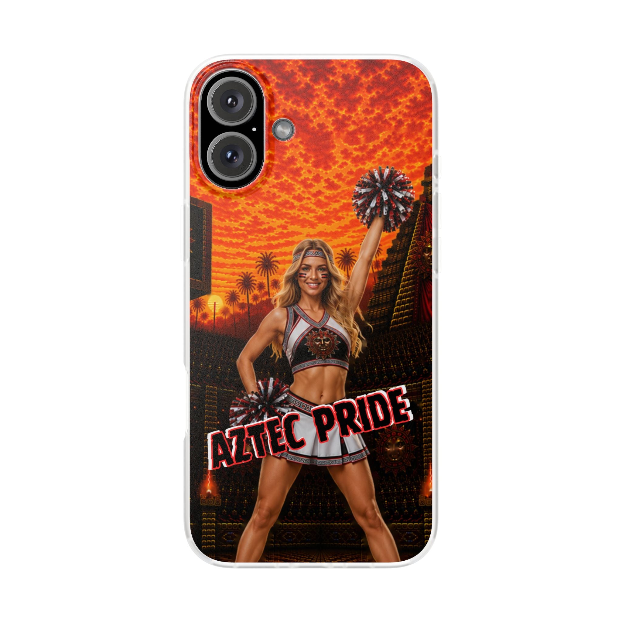 Aztec Cheerleader Warrior – Flexi Phone Case (iPhone & Samsung • Clear TPU • Made & Shipped in the USA • 🚚 FREE USA Shipping • Personalized Option)