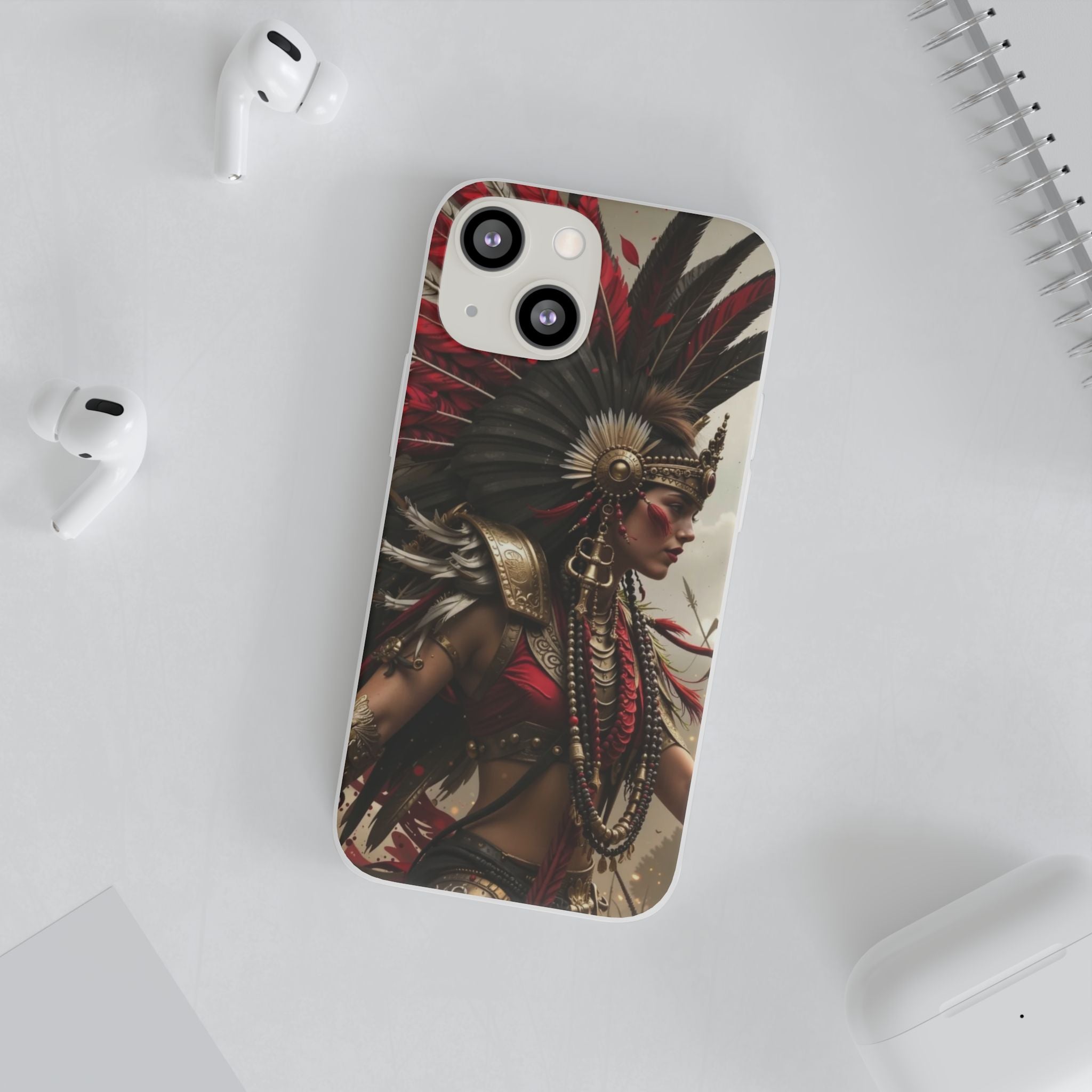 Aztec Warrior Queen – Flexi Phone Case (iPhone & Samsung • Clear TPU • Made in USA • Personalized Option)