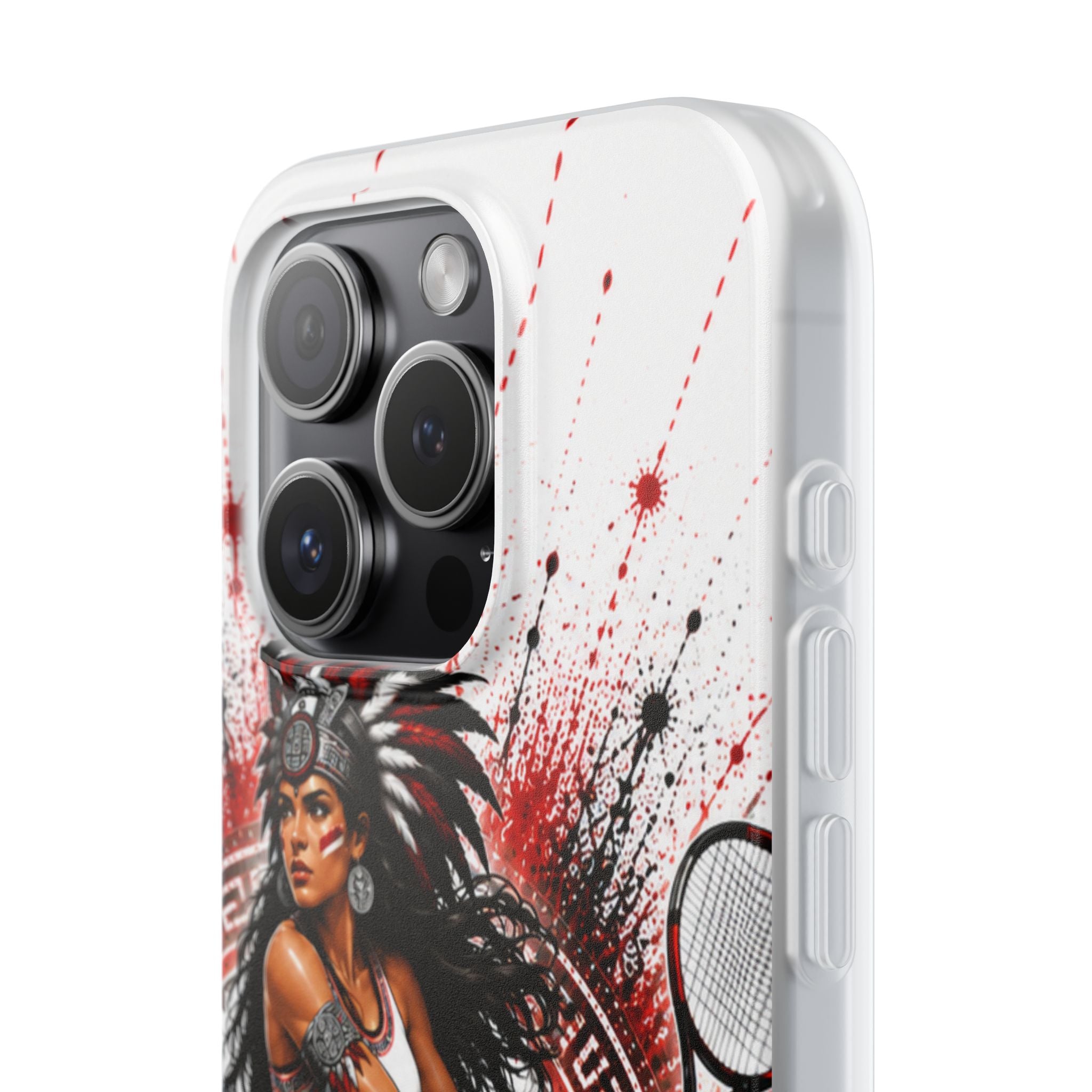 Aztec Tennis Female Warrior – Flexi Phone Case (iPhone & Samsung • Clear TPU • Made & Shipped in the USA • 🚚 FREE USA Shipping • Personalized Option)