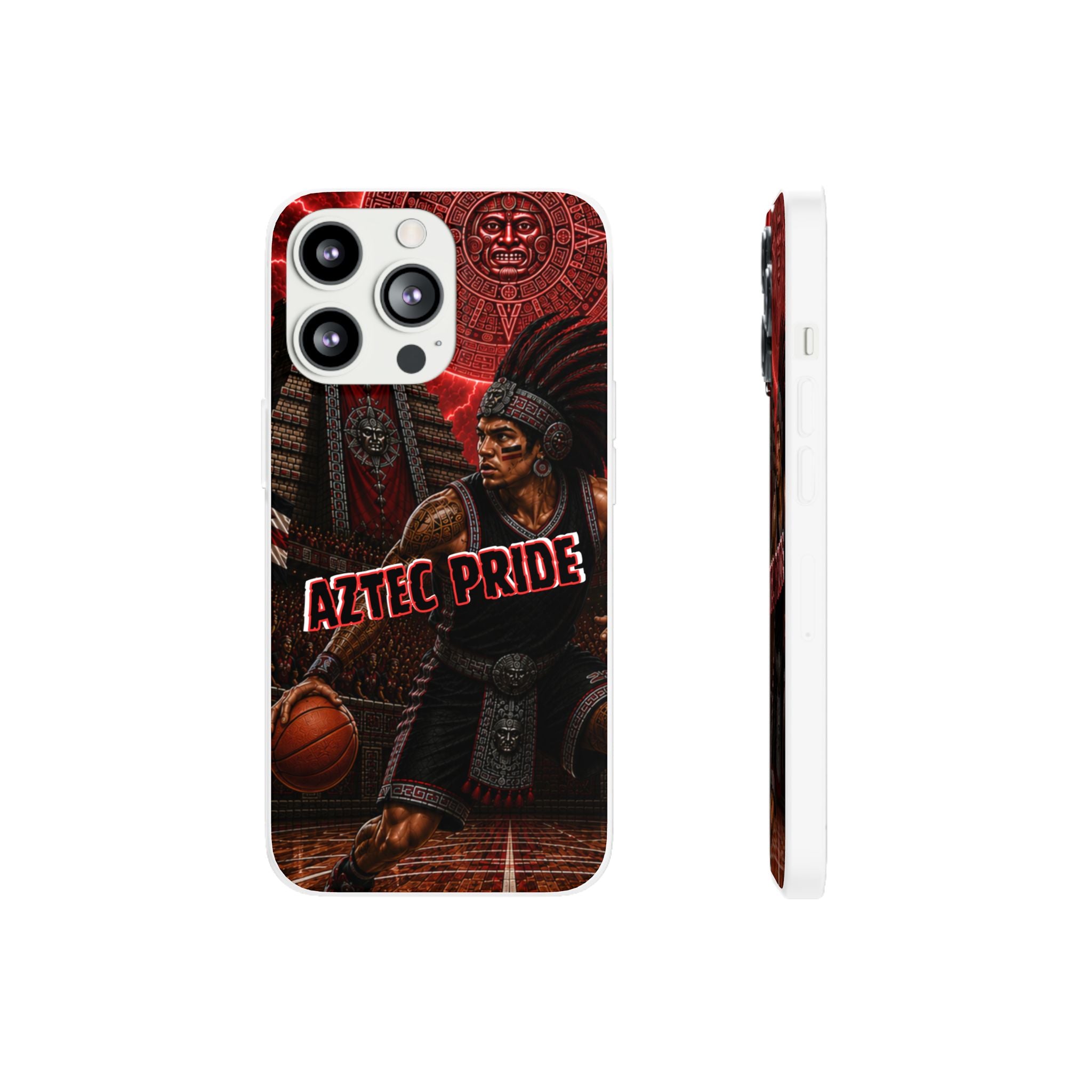 Aztec Basketall Warrior – Flexi Phone Case (iPhone & Samsung • Clear TPU • Made & Shipped in the USA • 🚚 FREE USA Shipping • Personalized Option)