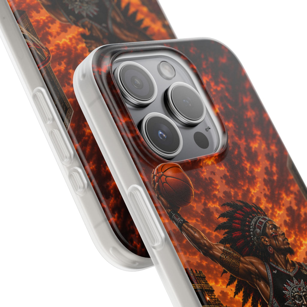 Aztec Basketball Male Warrior – Flexi Phone Case (iPhone & Samsung • Clear TPU • Made & Shipped in the USA • 🚚 FREE USA Shipping • Personalized Option)
