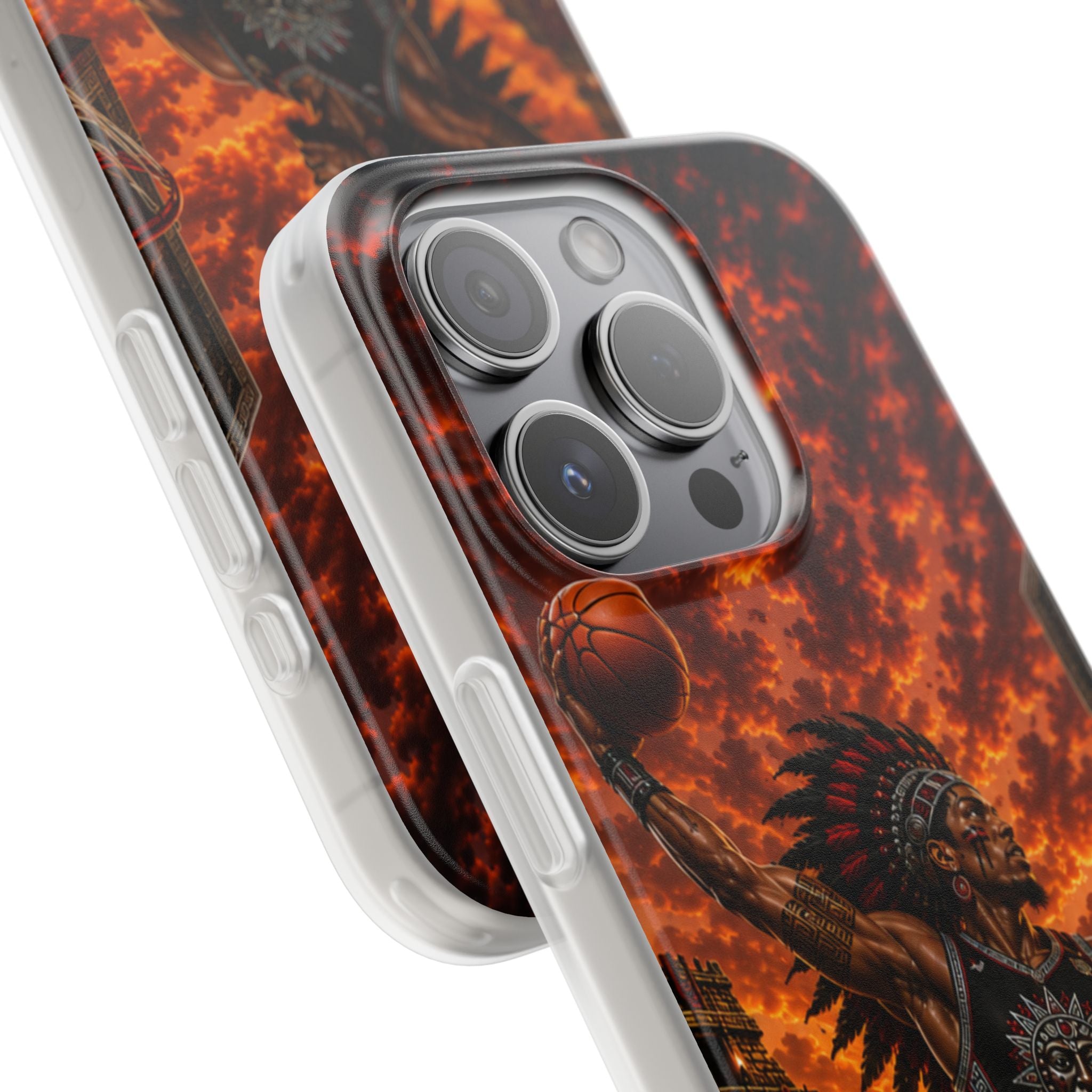 Aztec Basketball Male Warrior – Flexi Phone Case (iPhone & Samsung • Clear TPU • Made & Shipped in the USA • 🚚 FREE USA Shipping • Personalized Option)