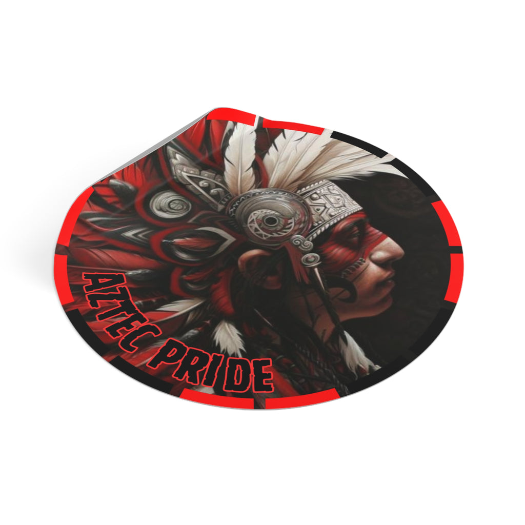 Aztec Warrior King Round Vinyl Sticker – Waterproof Matte Decal (2”–6”)