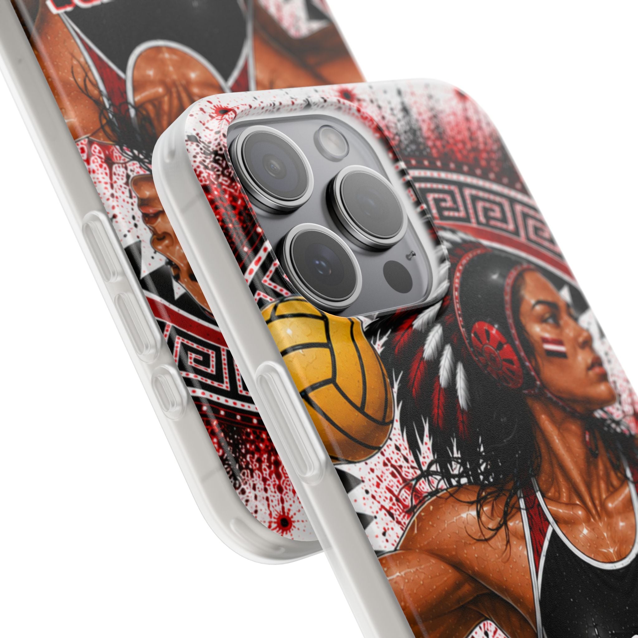 Aztec Water Polo Warrior – Flexi Phone Case (iPhone & Samsung • Clear TPU • Made in USA • Personalized Option)