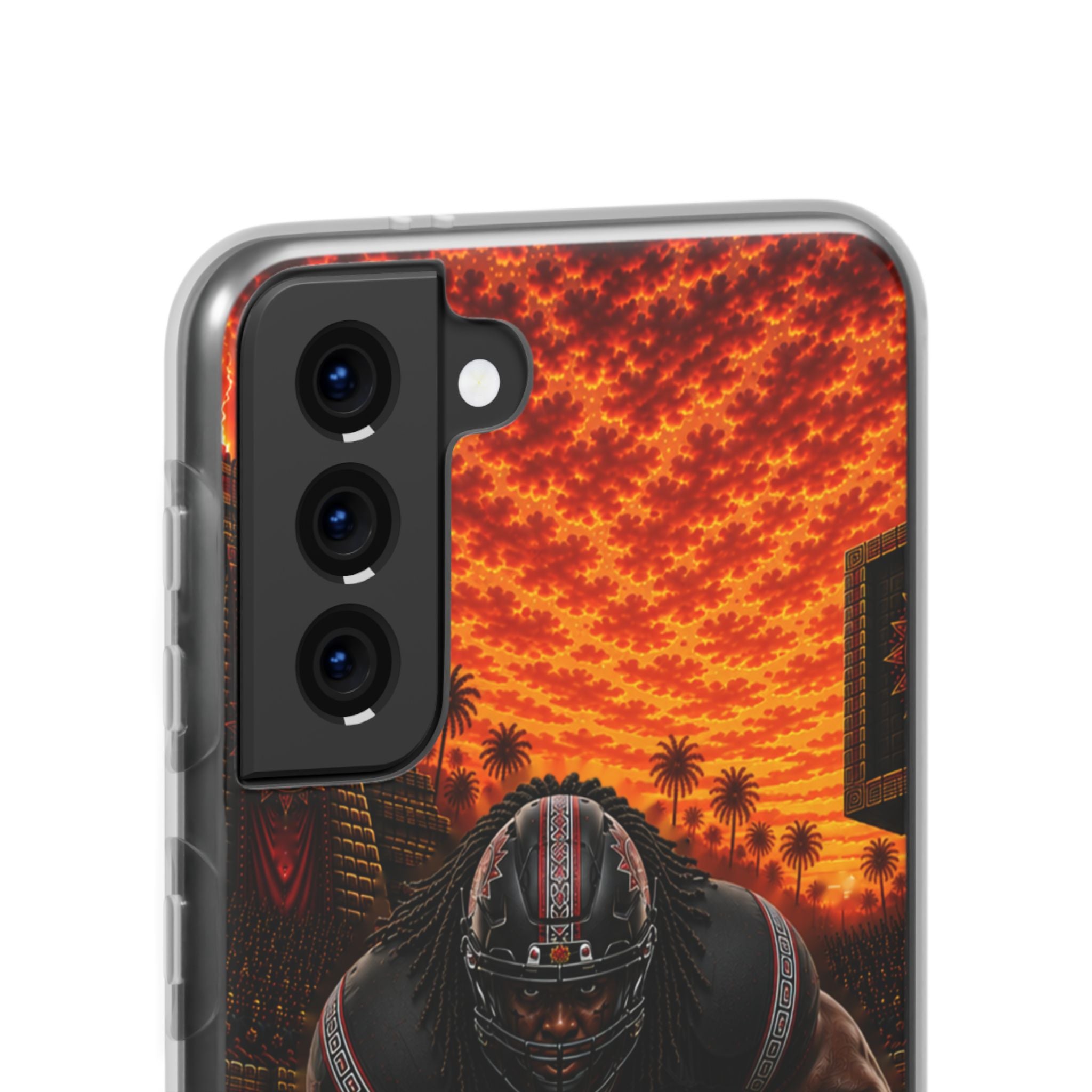 Aztec Football Warrior – Flexi Phone Case (iPhone & Samsung • Clear TPU • Made & Shipped in the USA • 🚚 FREE USA Shipping • Personalized Option)