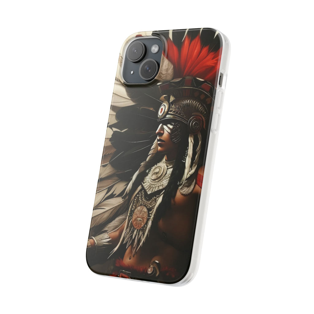 Aztec Fierce Warrior – Flexi Phone Case (iPhone & Samsung • Clear TPU • Made in USA • Personalized Option)