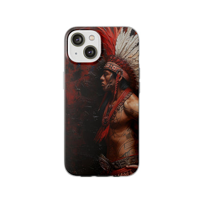 Aztec Noble Warrior – Flexi Phone Case (iPhone & Samsung • Clear TPU • Made in USA • Personalized Option)