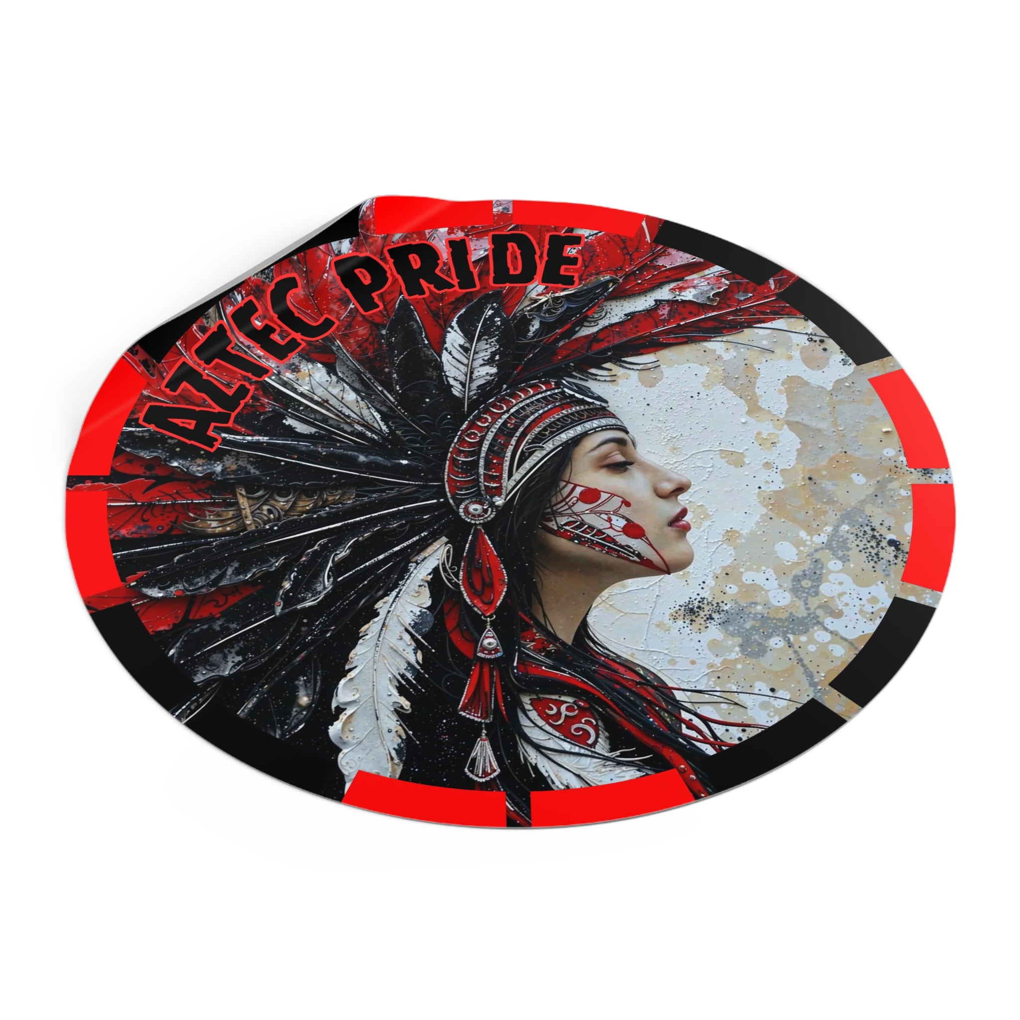 Aztec Silent Goddess Round Vinyl Sticker – Waterproof Matte Decal (2”–6”)