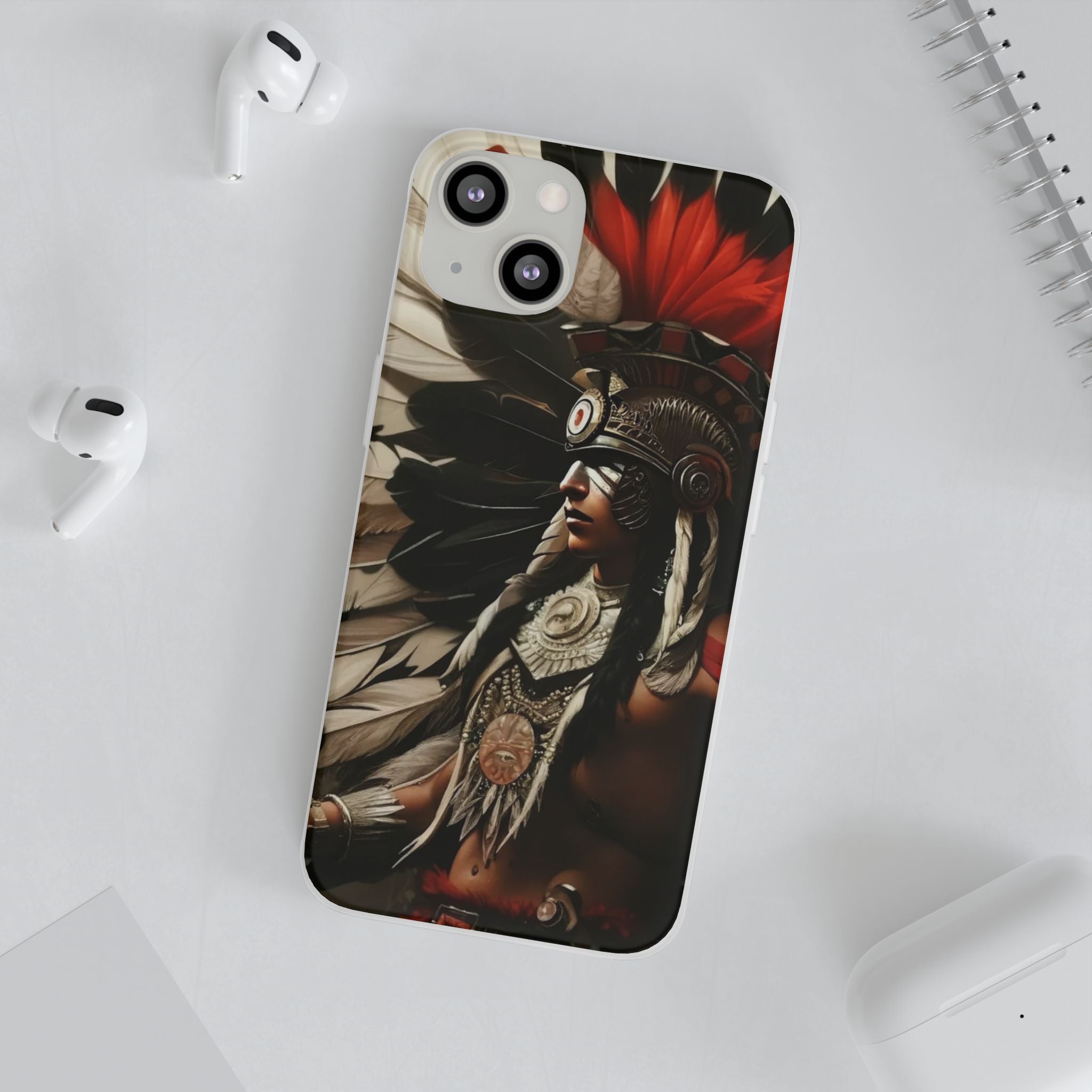 Aztec Fierce Warrior – Flexi Phone Case (iPhone & Samsung • Clear TPU • Made in USA • Personalized Option)