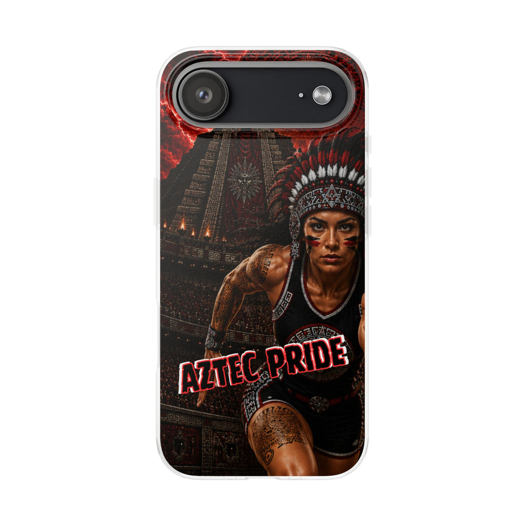 Aztec Track & Field Female Warrior – Flexi Phone Case (iPhone & Samsung • Clear TPU • Made & Shipped in the USA • 🚚 FREE USA Shipping • Personalized Option)