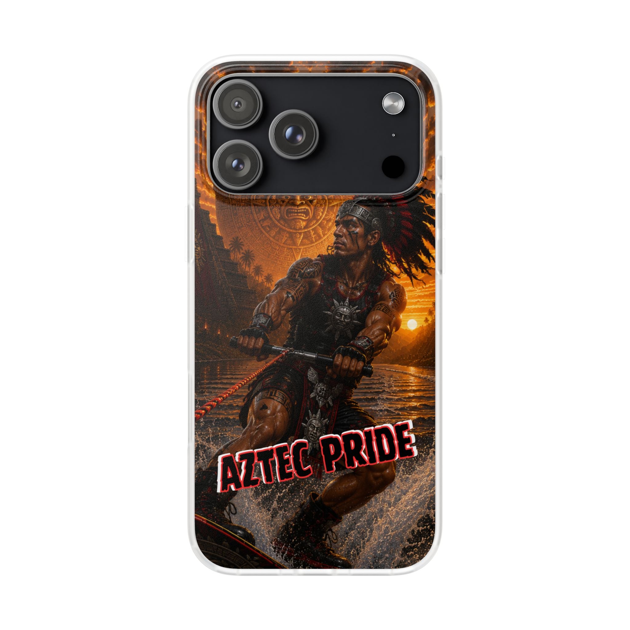 Aztec Wakeboard Male Warrior – Flexi Phone Case (iPhone & Samsung • Clear TPU • Made & Shipped in the USA • 🚚 FREE USA Shipping • Personalized Option)