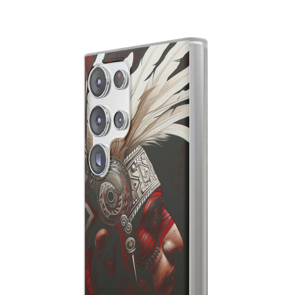 Aztec Warrior King – Flexi Phone Case (iPhone & Samsung • Clear TPU • Made in USA • Personalized Option)