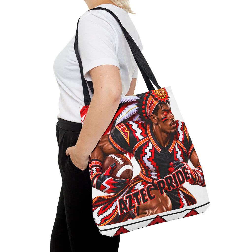 Aztec Football RB Warrior Tote Bag | Aztec-Inspired AI Art • Made & Shipped in the USA • 🚚 FREE USA Shipping • FREE Personalization
