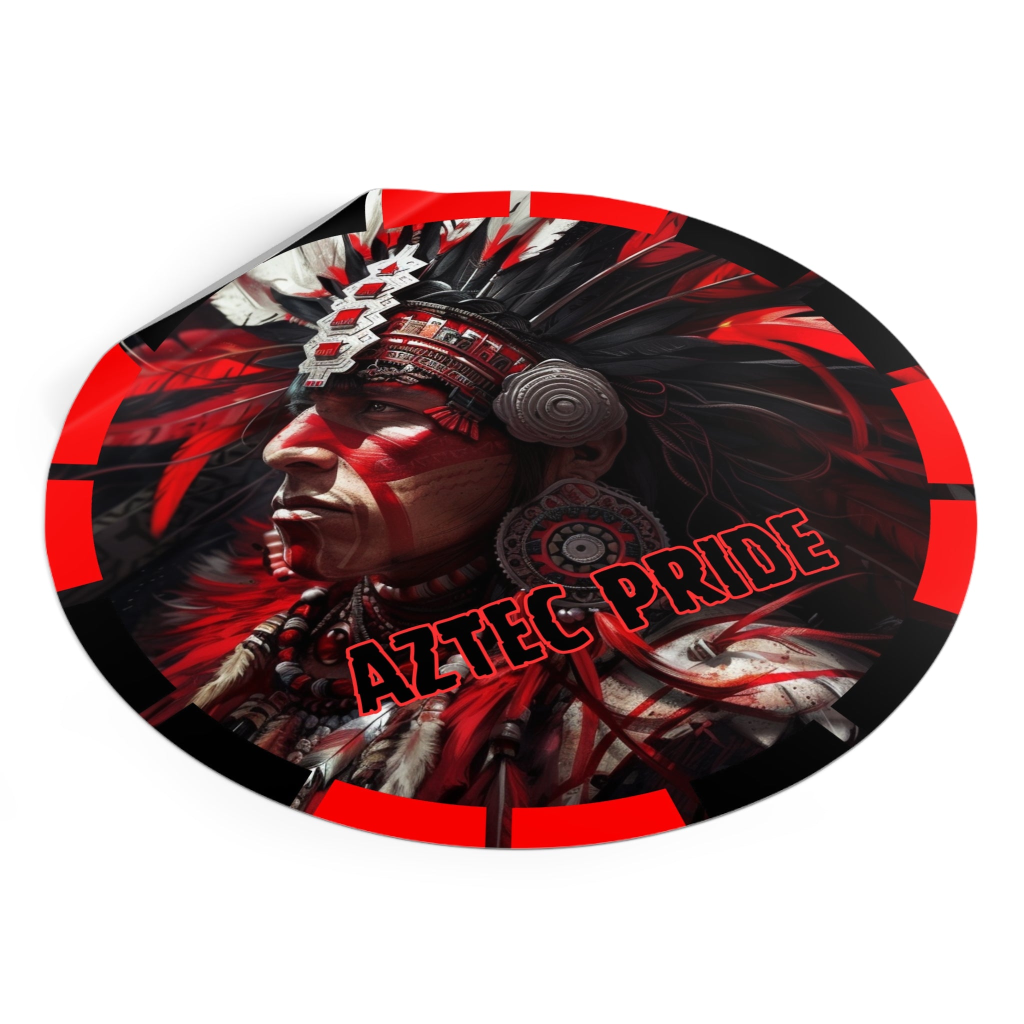Aztec Loyal Warrior Round Vinyl Sticker - Waterproof Matte Decal (2"-6")