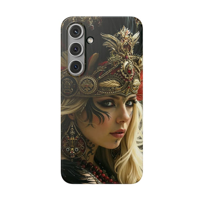 Aztec Fireheart Queen – Flexi Phone Case (iPhone & Samsung • Clear TPU • Made in USA • Personalized Option)