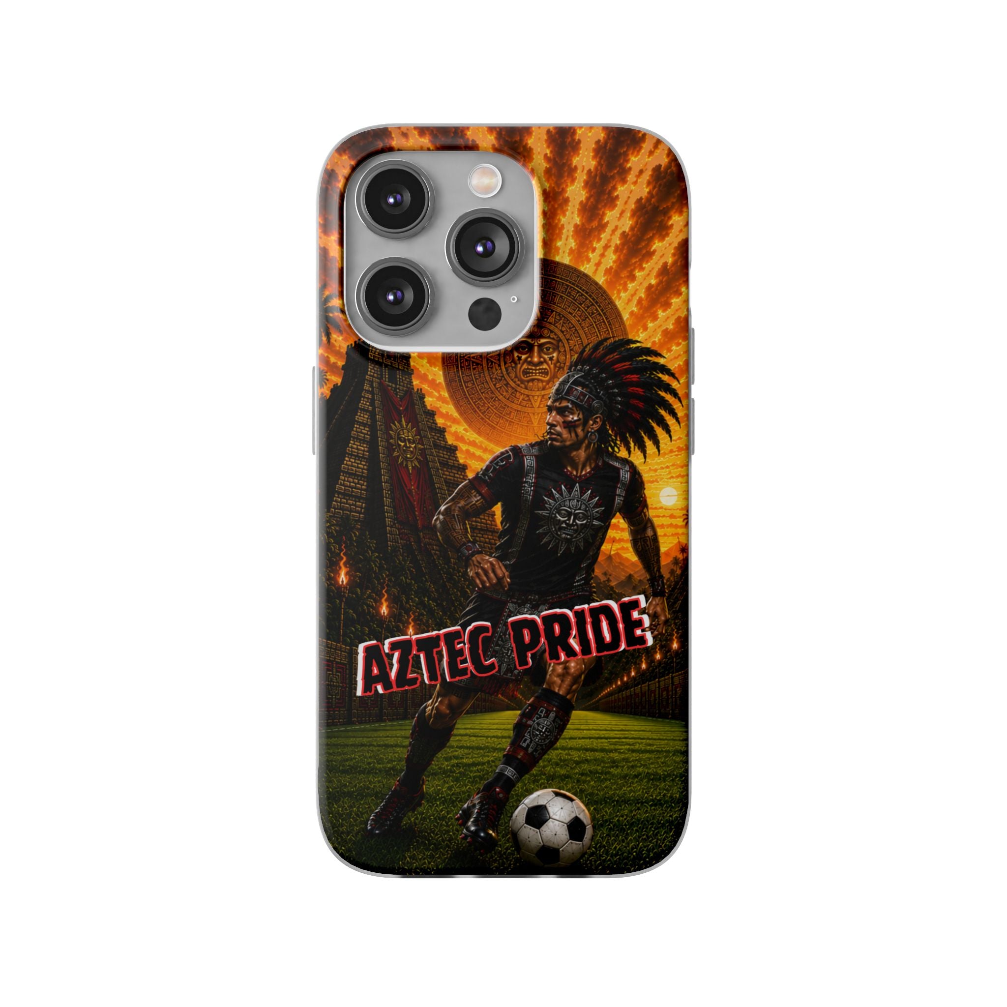 Aztec Soccer Male Warrior – Flexi Phone Case (iPhone & Samsung • Clear TPU • Made & Shipped in the USA • 🚚 FREE USA Shipping • Personalized Option)