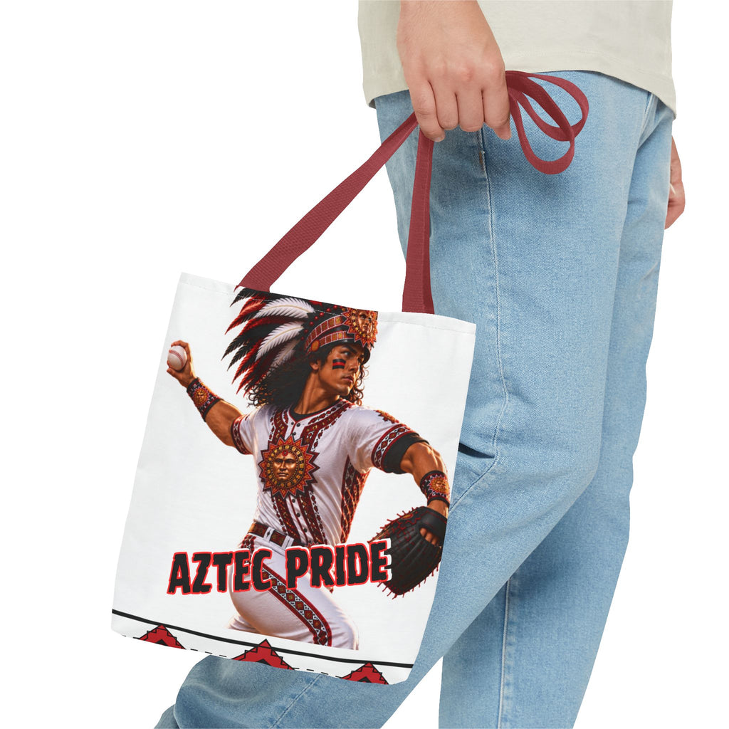Aztec Baseball Warrior Tote Bag | Aztec-Inspired AI Art • Made & Shipped in the USA • 🚚 FREE USA Shipping • FREE Personalization