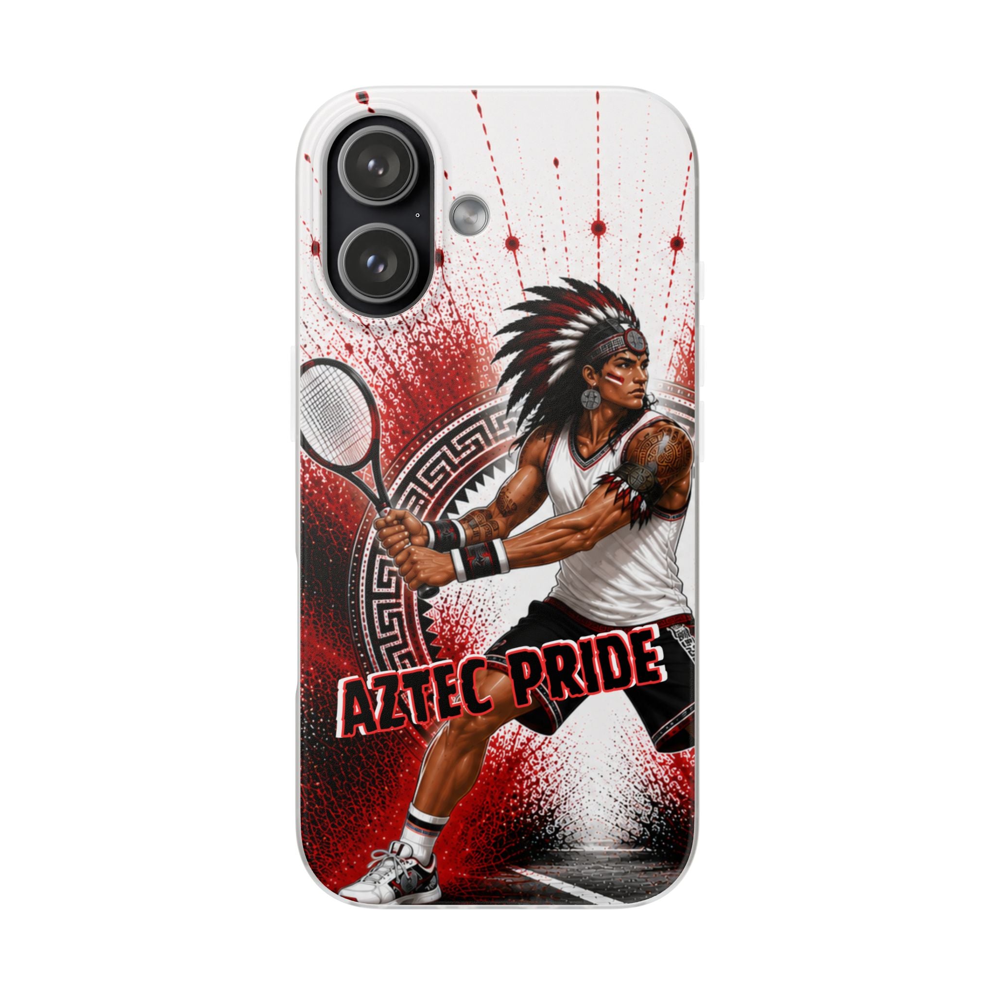 Aztec Tennis Male Warrior – Flexi Phone Case (iPhone & Samsung • Clear TPU • Made & Shipped in the USA • 🚚 FREE USA Shipping • Personalized Option)