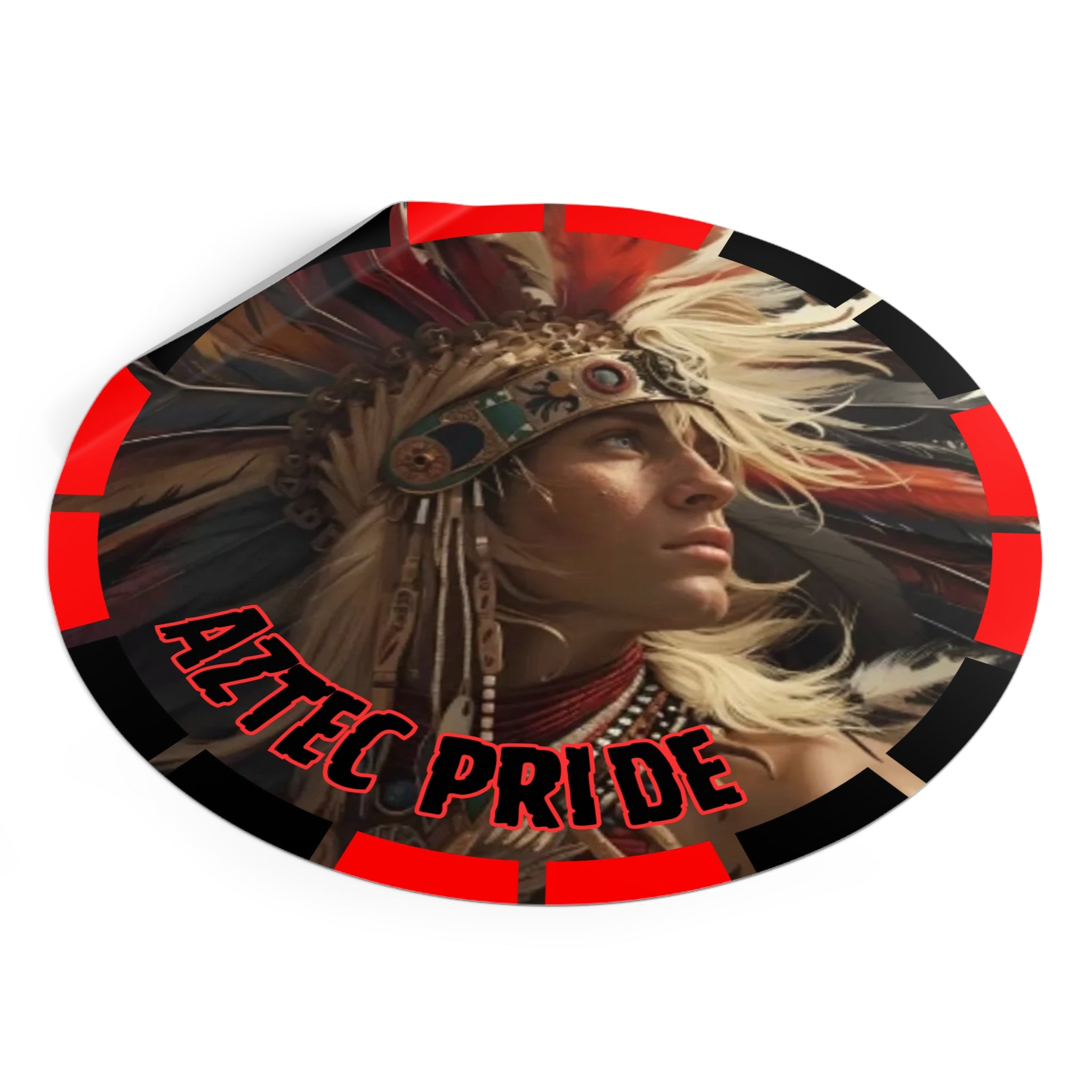 Aztec Sky Prince Round Vinyl Sticker – Waterproof Matte Decal (2”–6”)