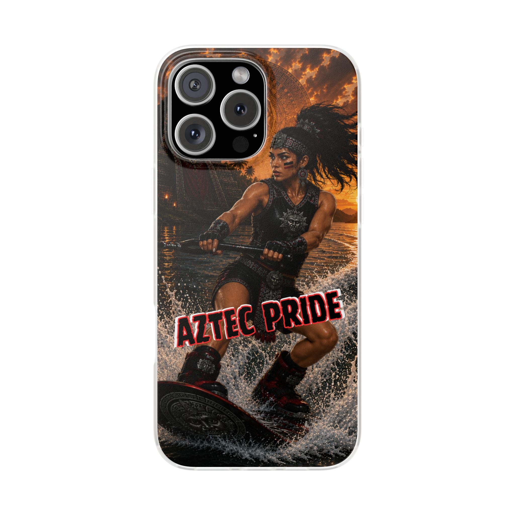 Aztec Wakeboard Female Warrior – Flexi Phone Case (iPhone & Samsung • Clear TPU • Made & Shipped in the USA • 🚚 FREE USA Shipping • Personalized Option)